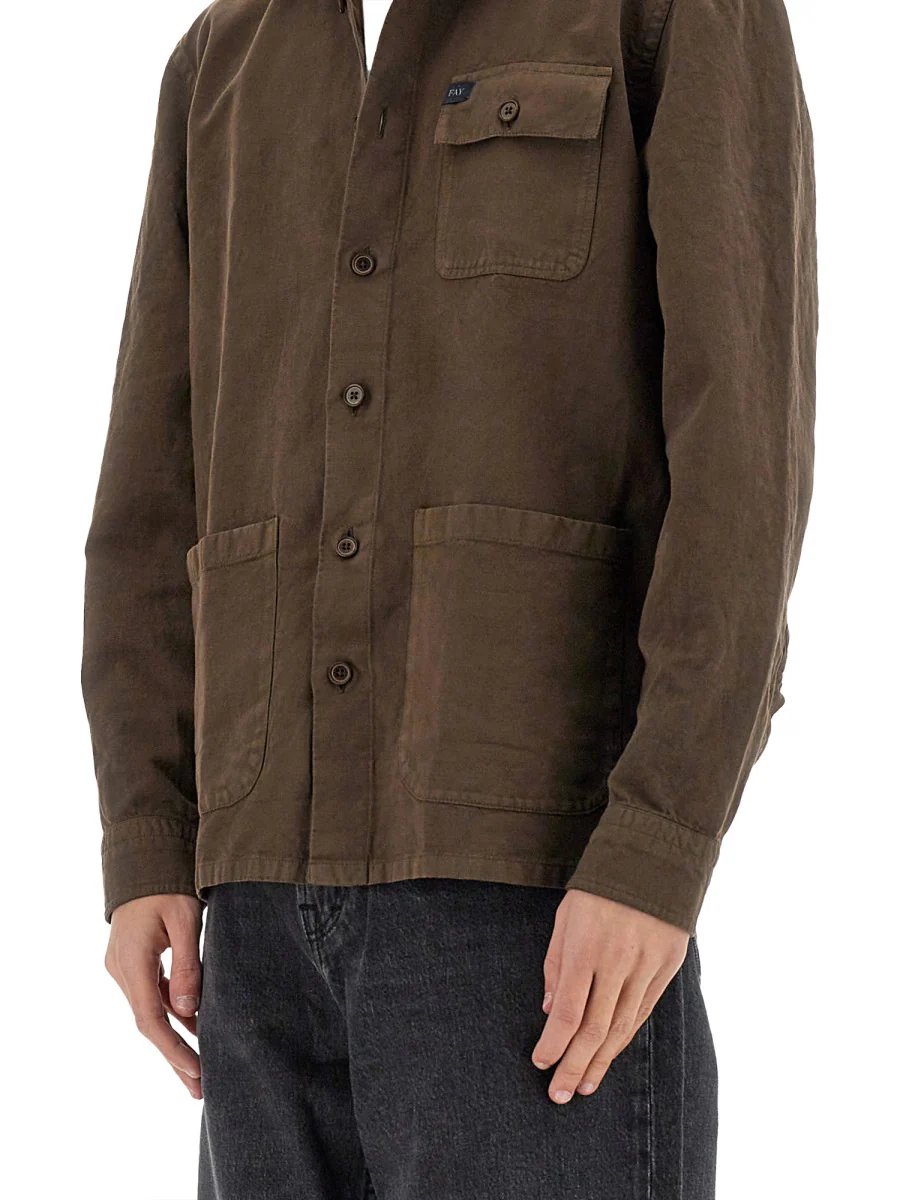 Fay Linen Cotton Shirt Jacket - Image 4
