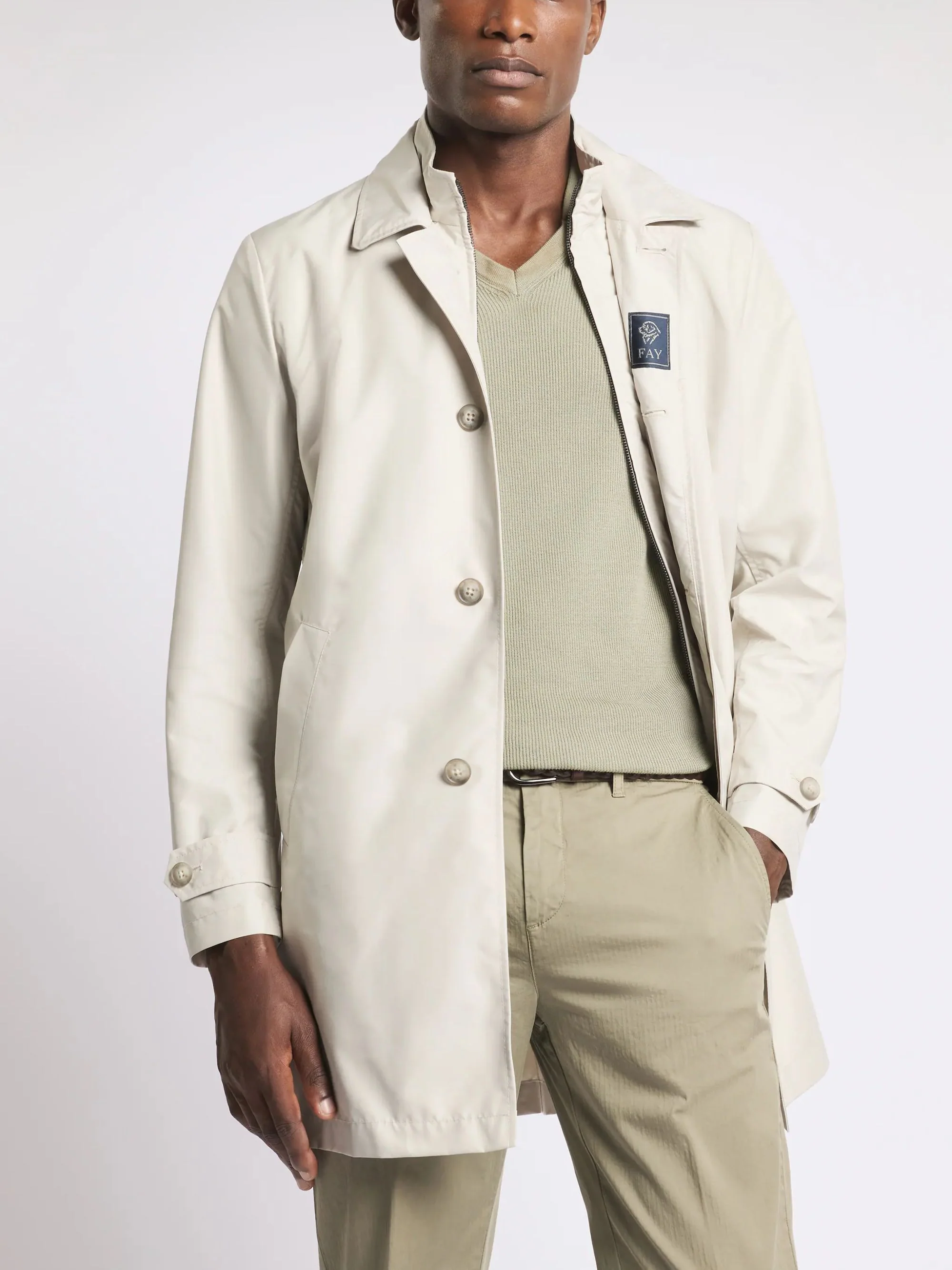 Fay Men's Mini Lightweight Natural Fabric Coat - Image 2