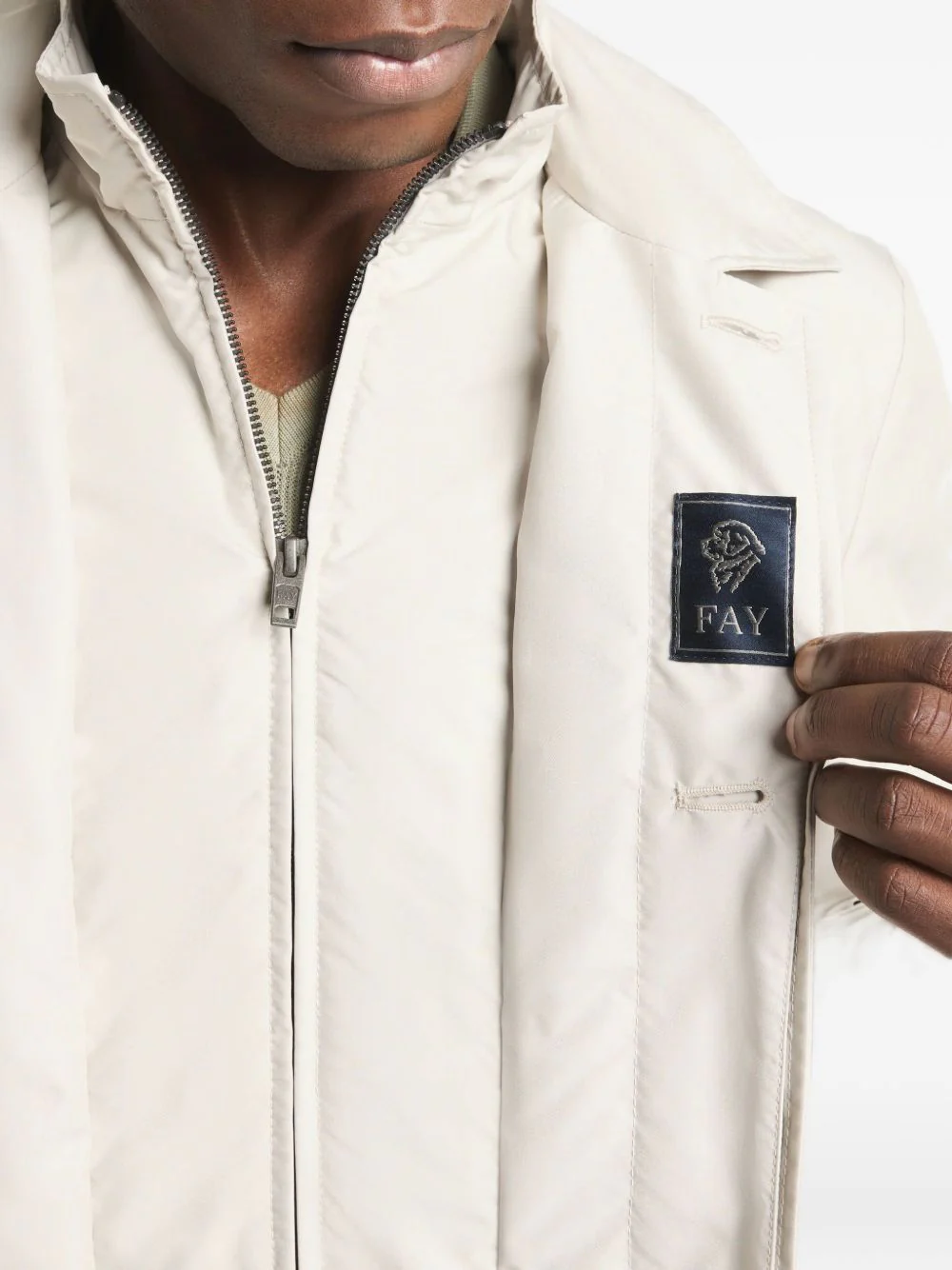 Fay Men's Mini Lightweight Natural Fabric Coat - Image 6