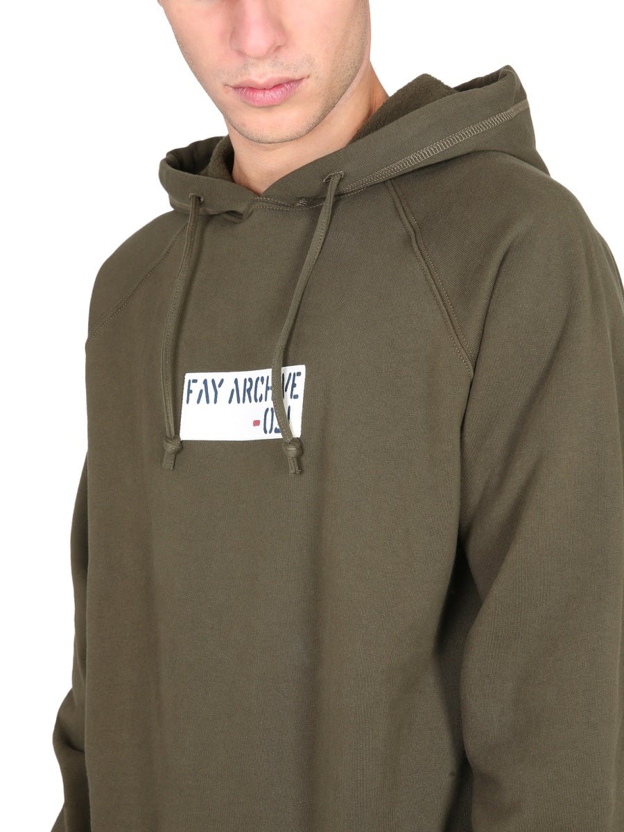 Fay Military Green Hoodie with Drawstring for Men - Image 3