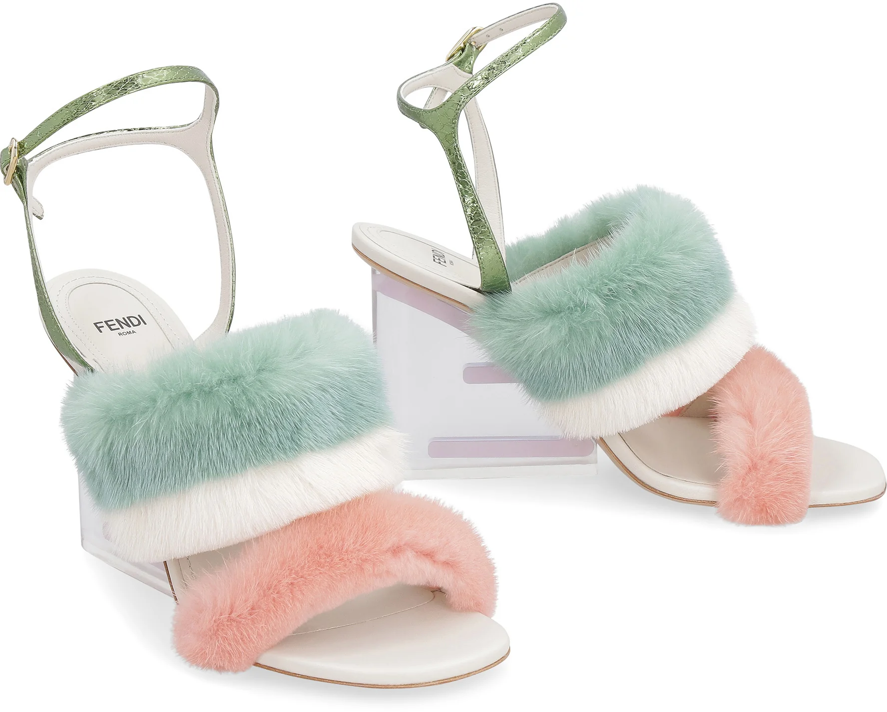 Fendi High-heeled Mink Fur Sandals Made in Italy New - Image 3