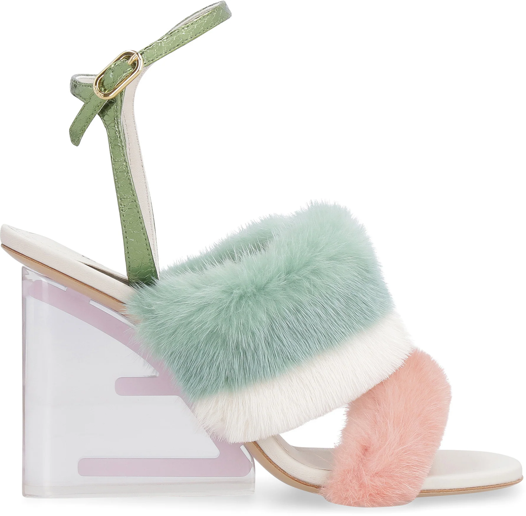 Fendi High-heeled Mink Fur Sandals Made in Italy New - Image 6