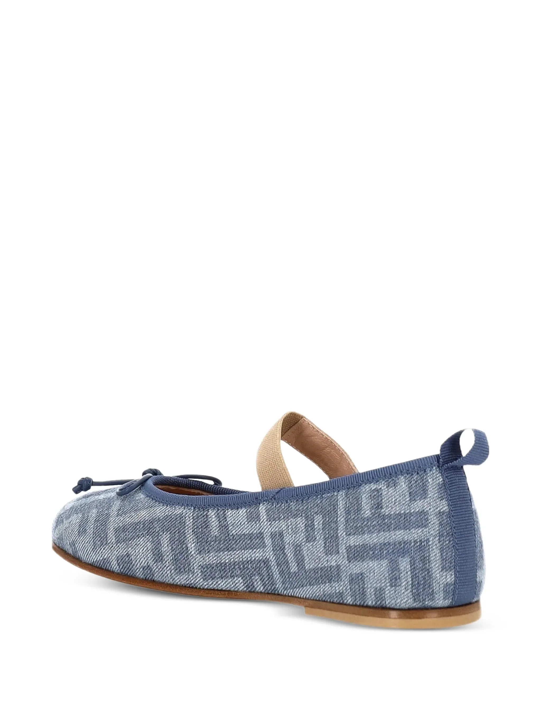 Fendi Kids Mini All-Over Logo Ballerina Flats with Front Bow - Image 3