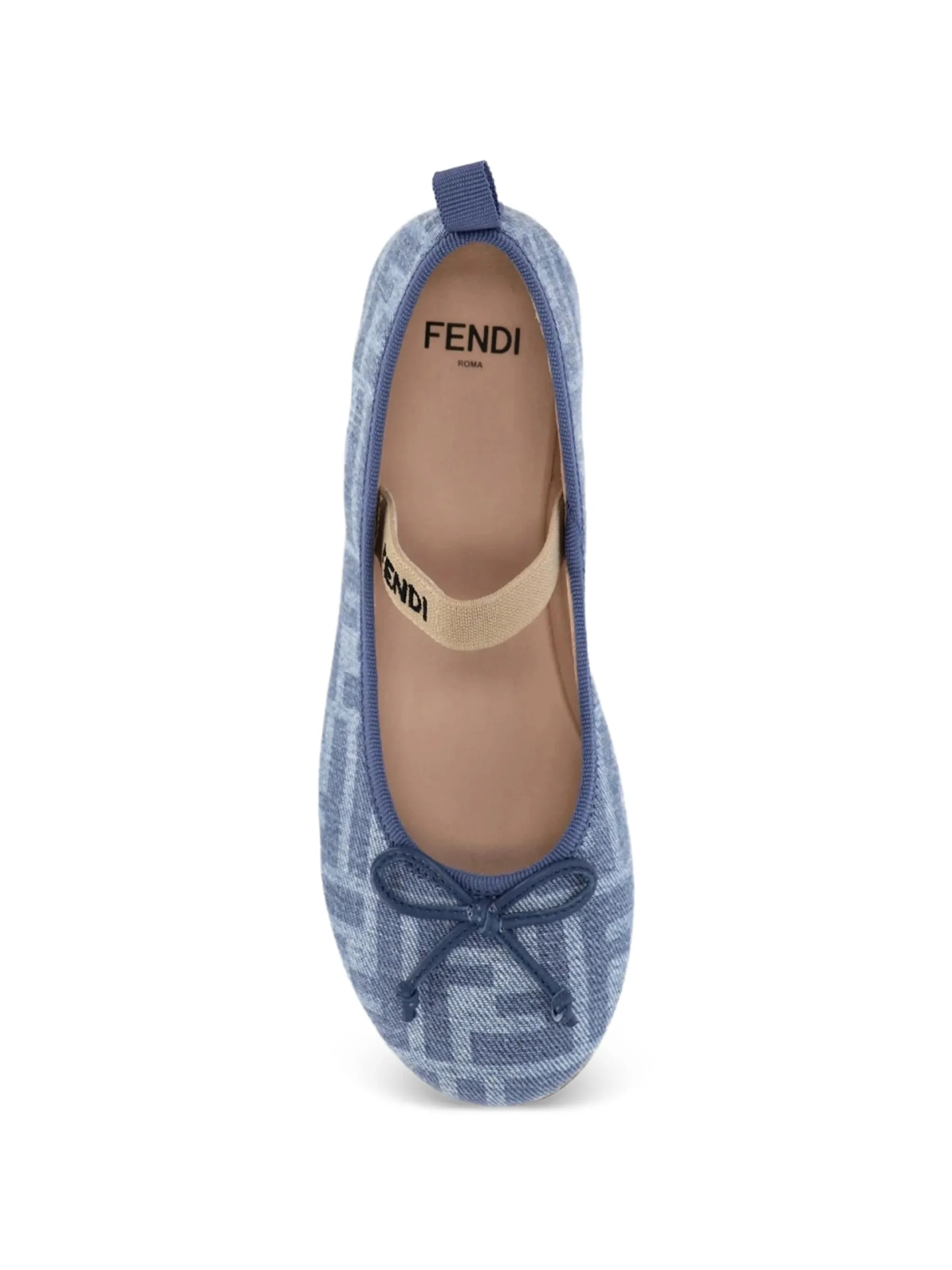 Fendi Kids Mini All-Over Logo Ballerina Flats with Front Bow - Image 4