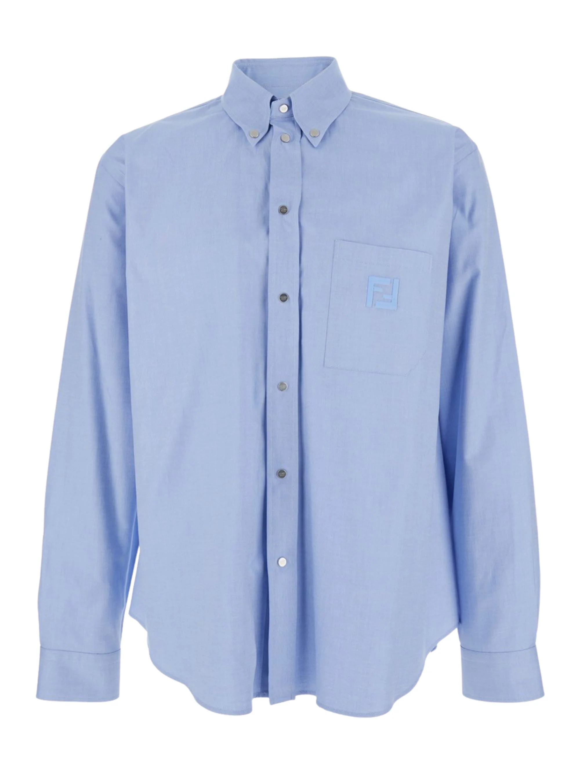 Fendi Light Cotton Shirt with Embroidered Details for Men