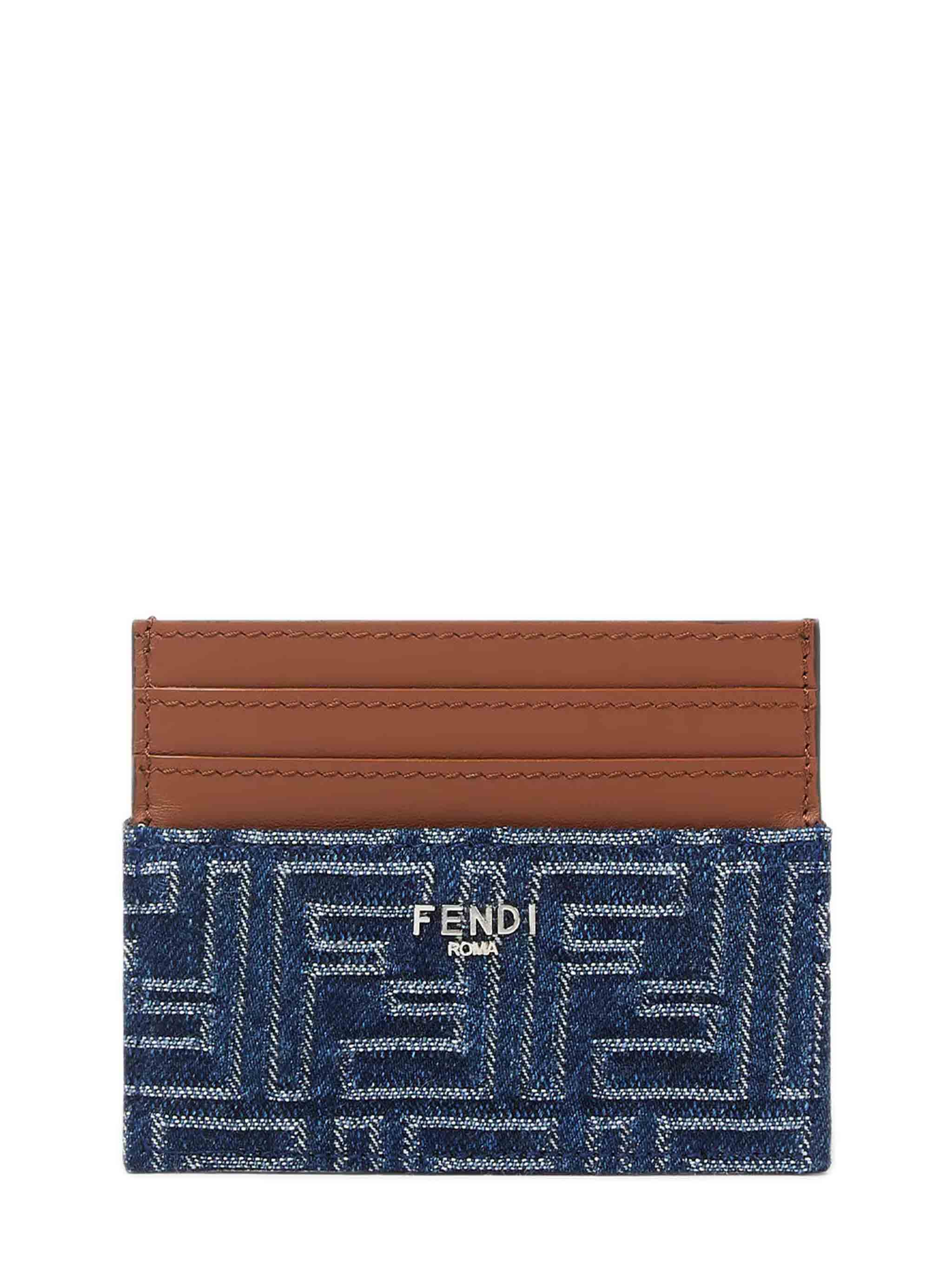 Fendi Mini Card Holder with 6 Slots and Central Pocket - 10x8 cm
