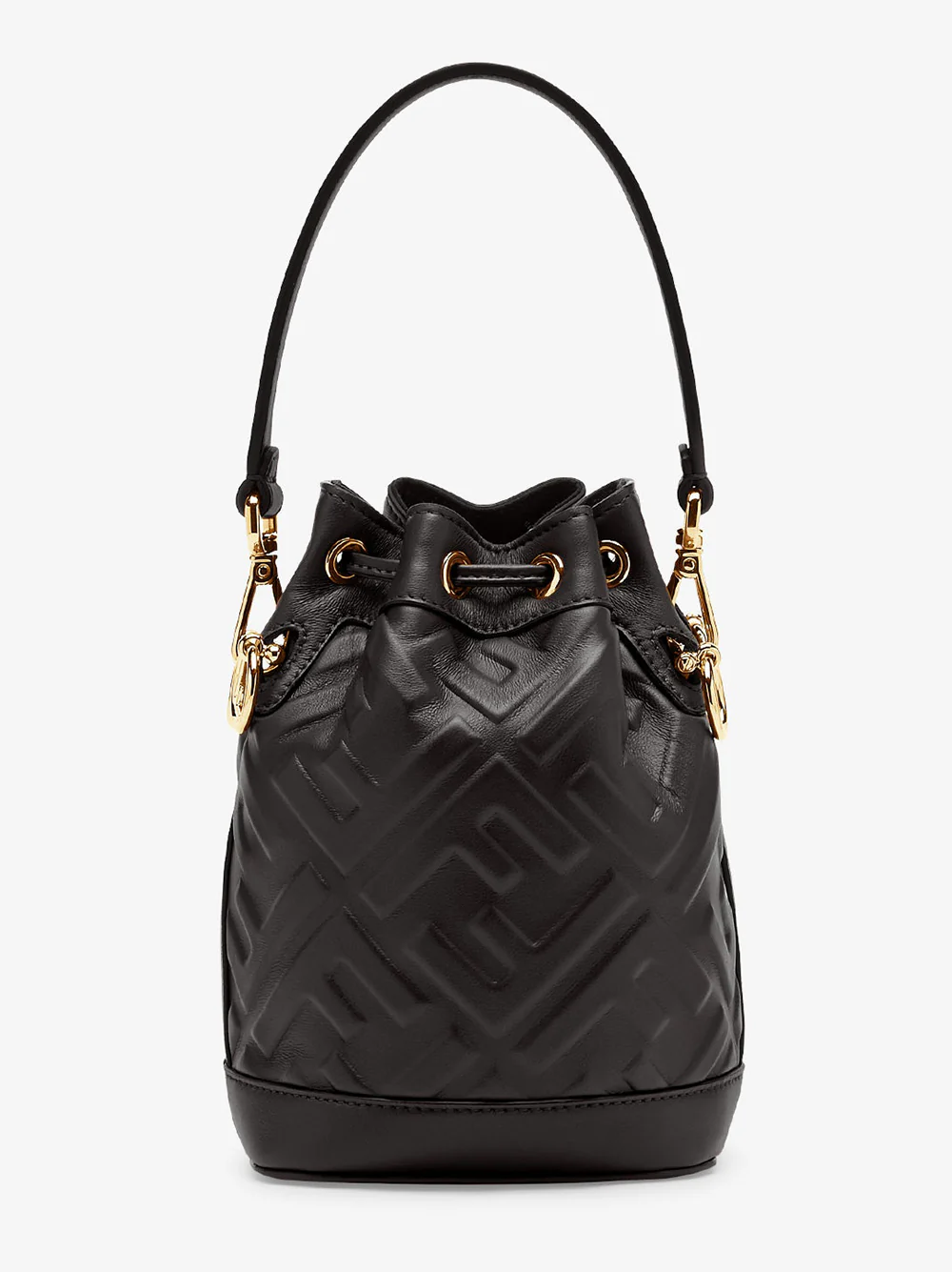 Fendi Mini FF Embossed Leather Bag - 18 cm Height x 14 cm Length x 12 cm Depth - Image 4