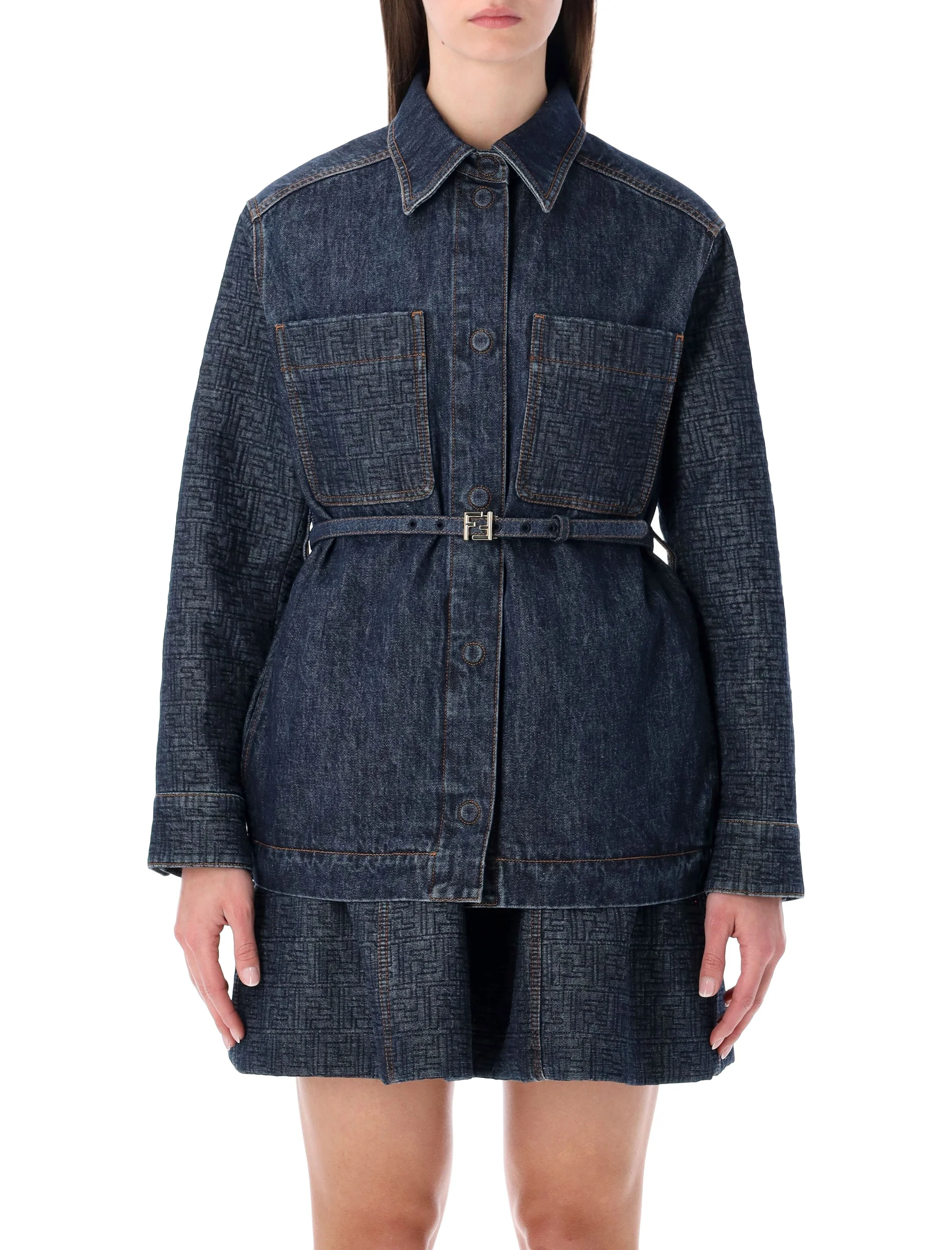 Fendi Oversized Go-To Jacket with Quilted Motif - Size 40