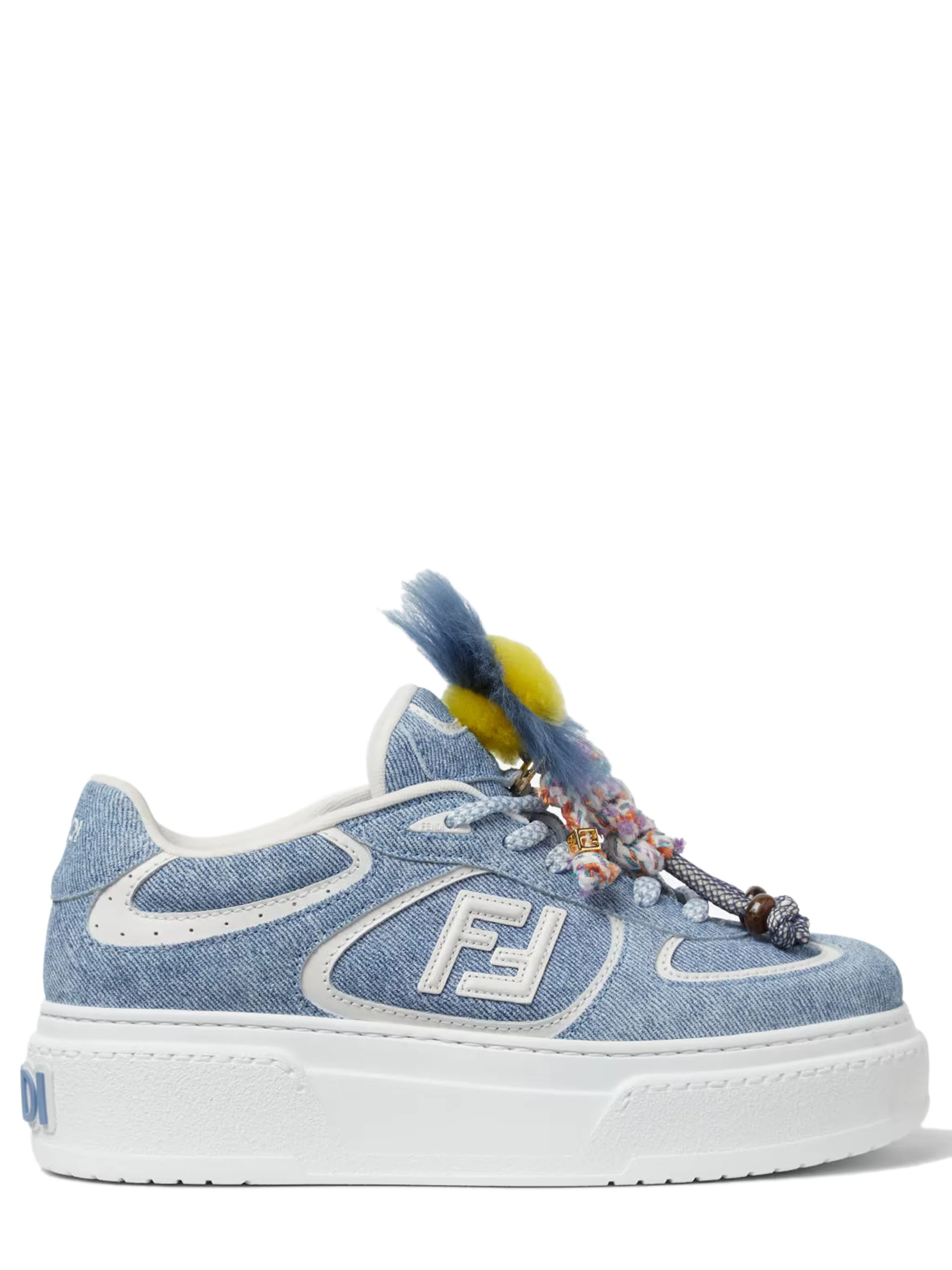 Fendi Platform Sneakers with Charm Detail and 50 mm Heel