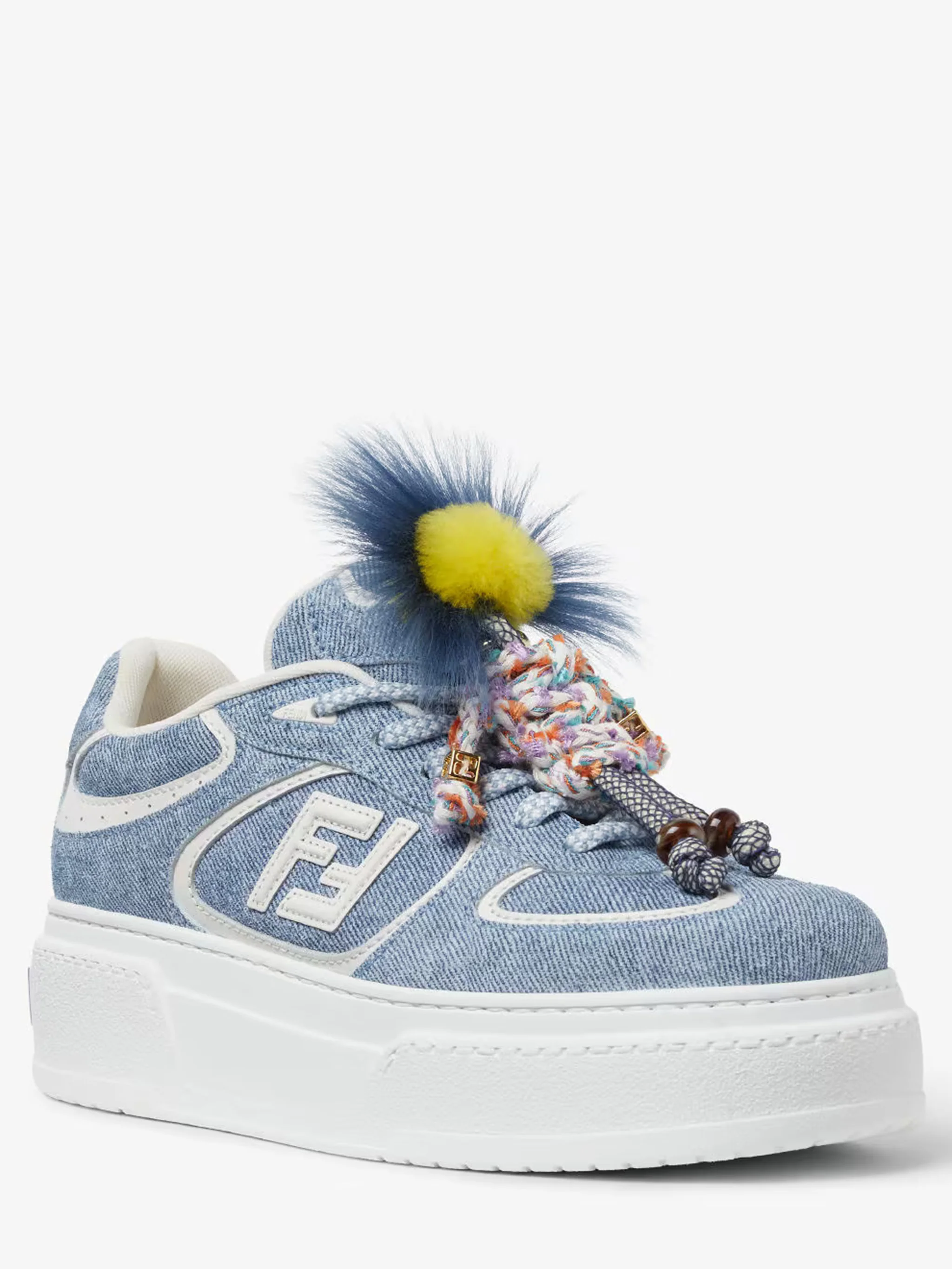 Fendi Platform Sneakers with Charm Detail and 50 mm Heel - Image 2