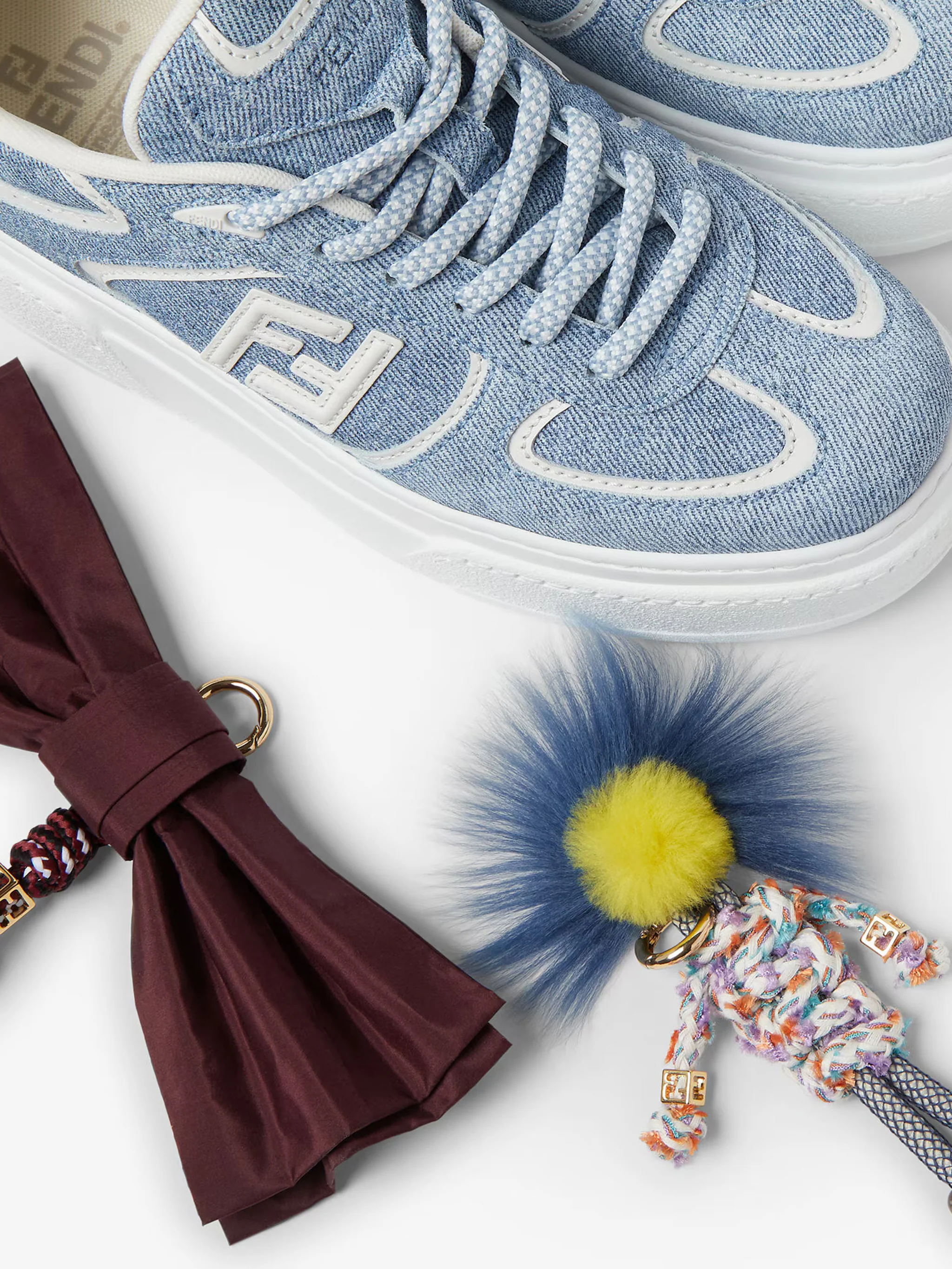 Fendi Platform Sneakers with Charm Detail and 50 mm Heel - Image 5