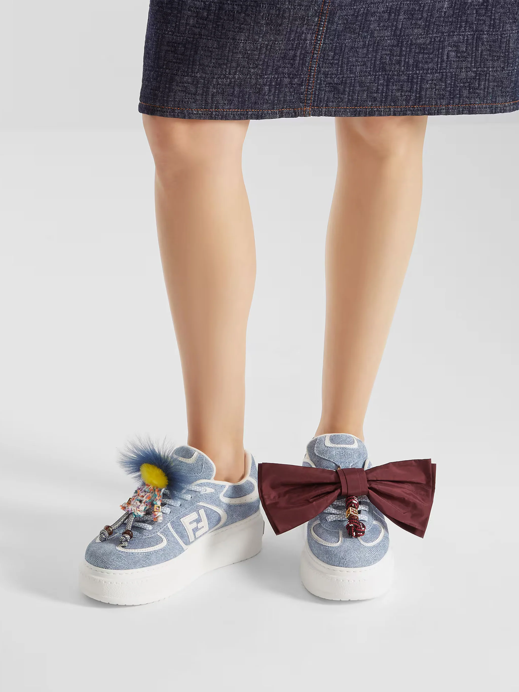 Fendi Platform Sneakers with Charm Detail and 50 mm Heel - Image 6