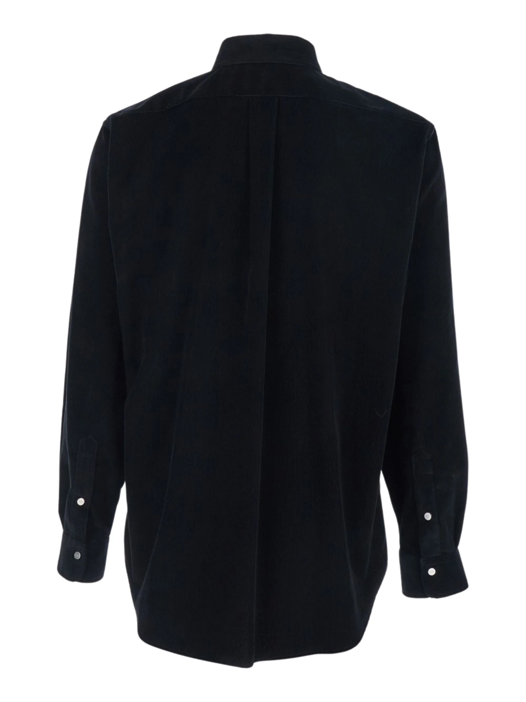 Fendi Shirt with Button-Down Collar and FF Embroidery on Front in Ribbed Cotton for Men - Image 5
