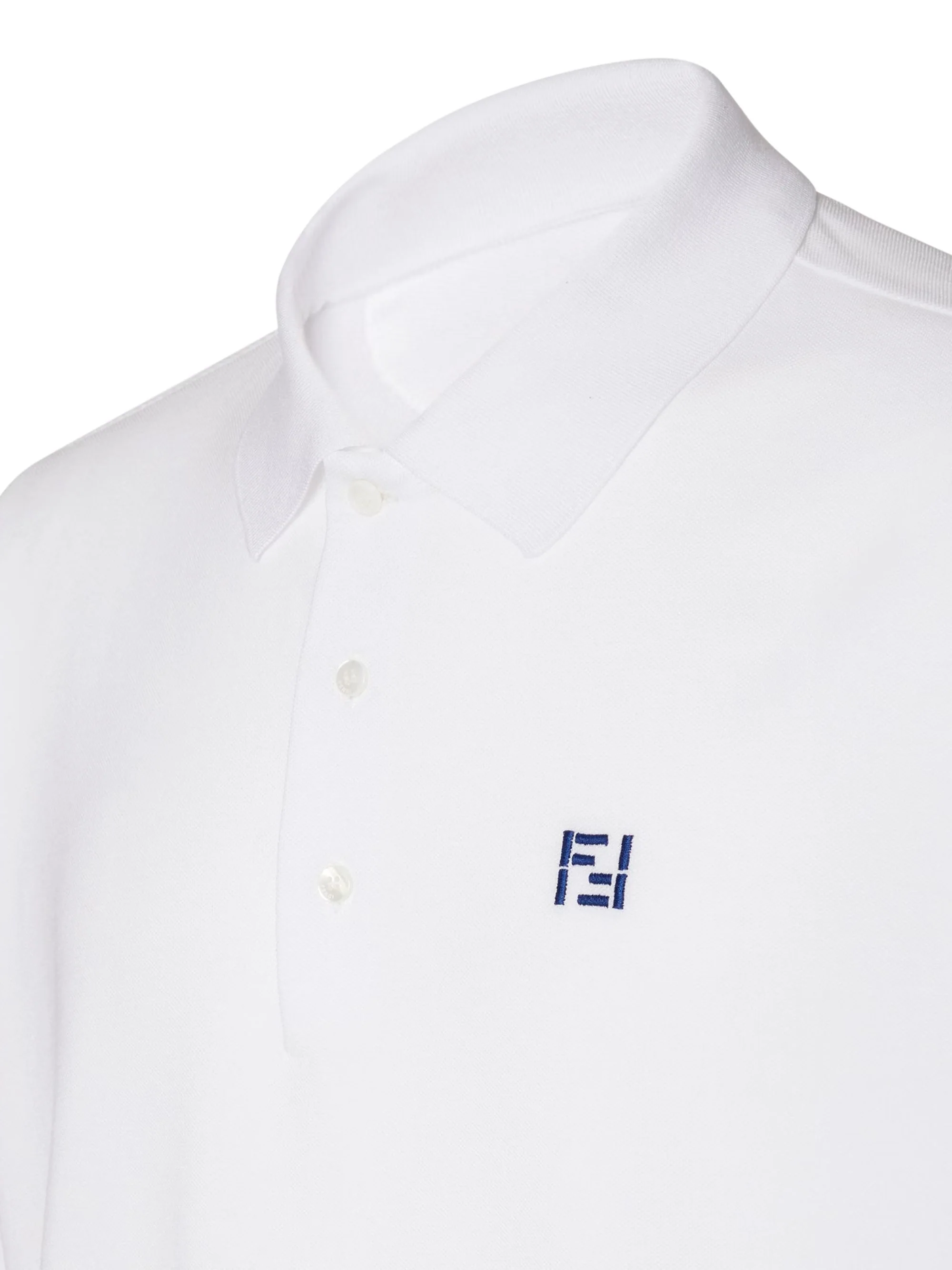 Fendi Short Sleeve Cotton Polo Shirt with Logo - Image 5
