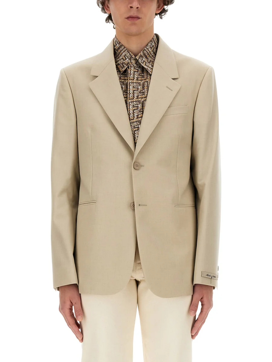 FENDI SINGLE-BREASTED WOOL SUIT JACKET