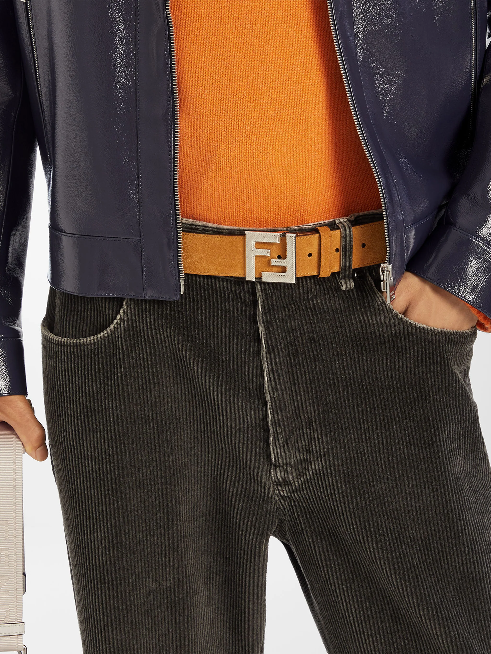 Fendi Slim Belt with Squared Buckle - 3.5 cm Width - Image 3