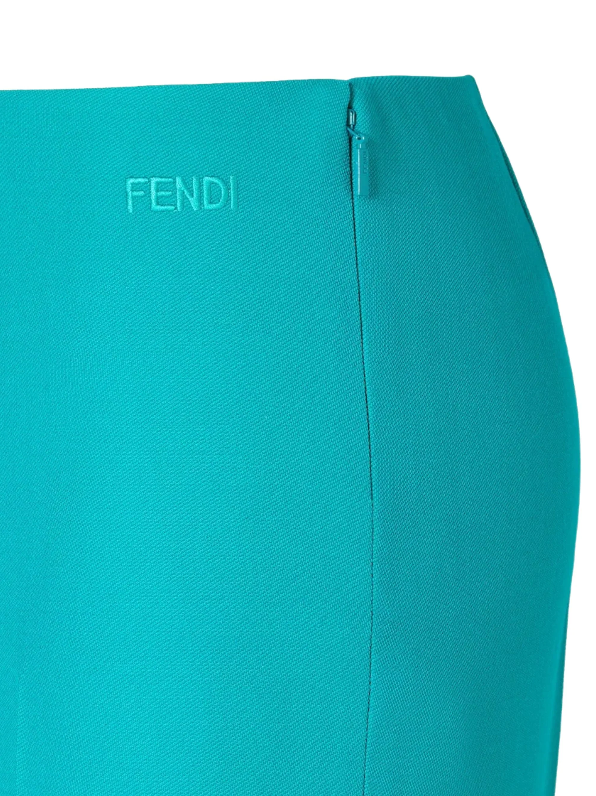 Fendi Slim-Fit Wool and Silk Trousers with Embroidered Details - Image 3
