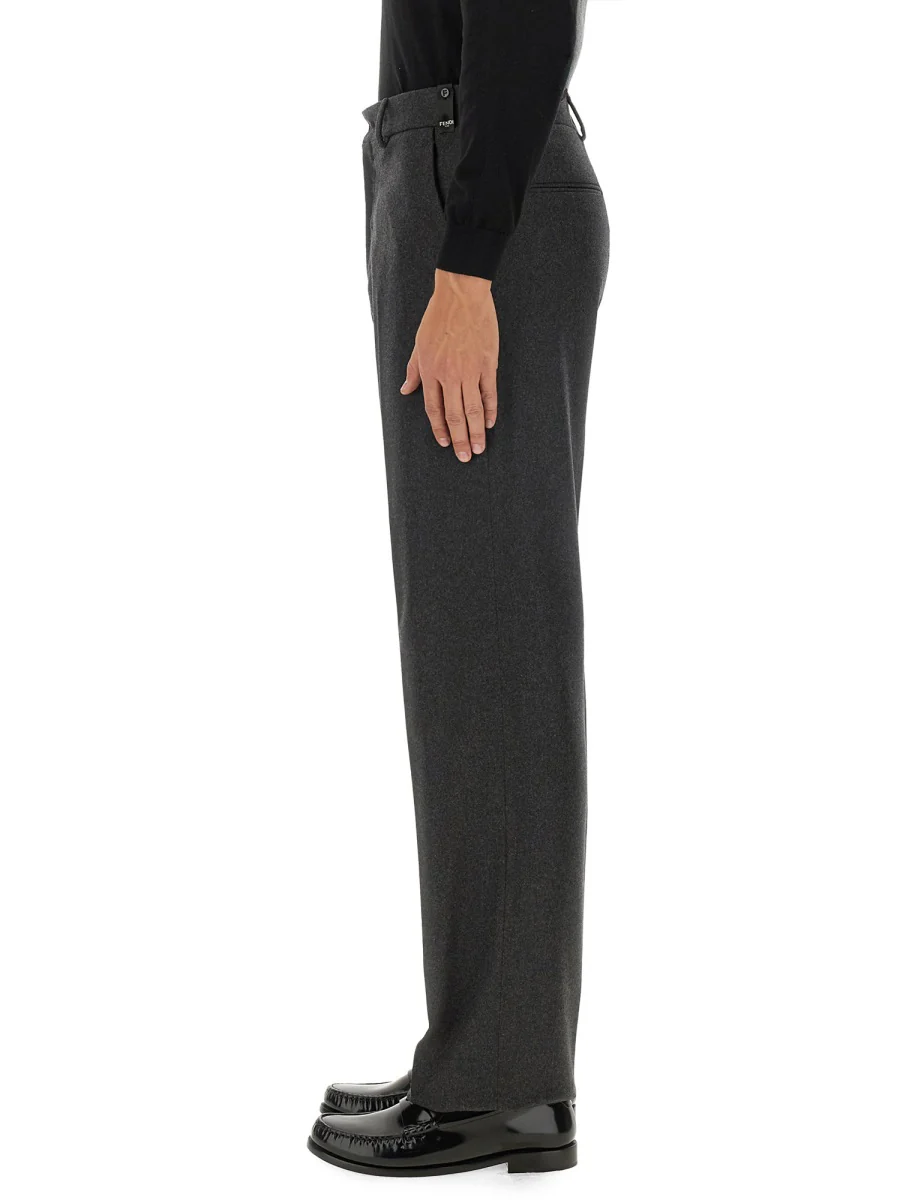 FENDI Stretch Cashmere Trouser with Logoed Detail - Image 4
