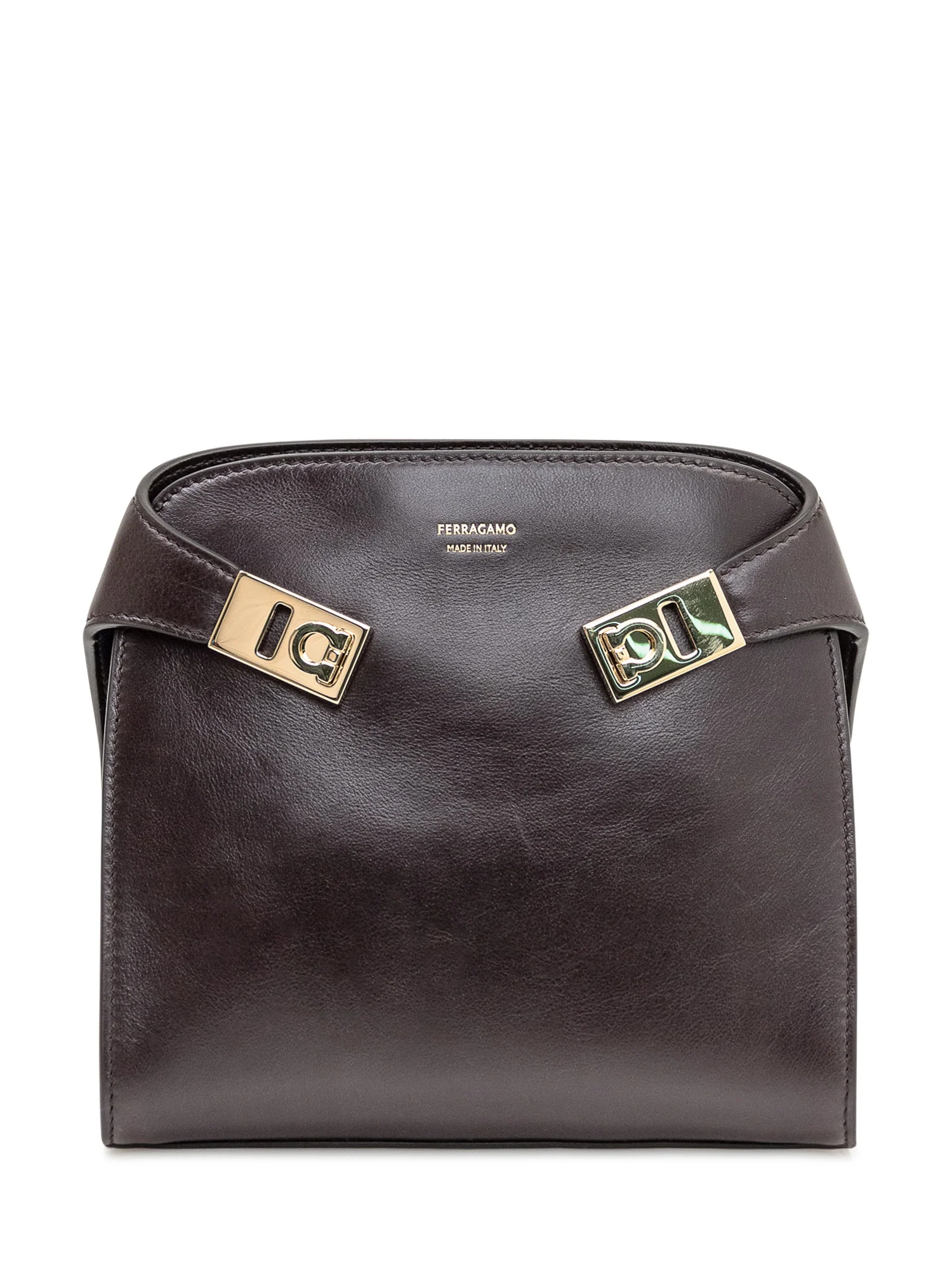 Ferragamo Elegant Leather Handbag with Gold Buckle