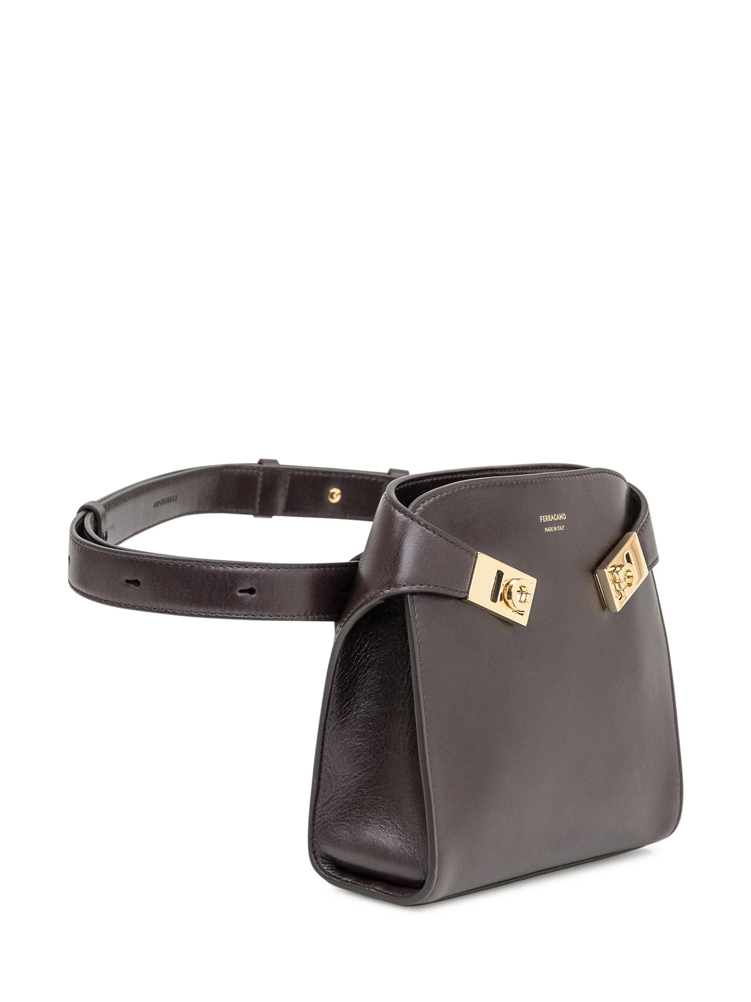 Ferragamo Elegant Leather Handbag with Gold Buckle - Image 2