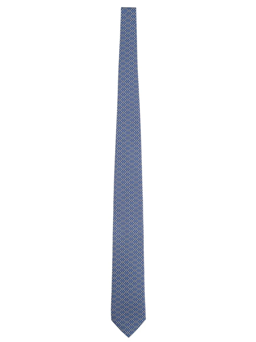 FERRAGAMO Gancini Print Silk Tie - Men