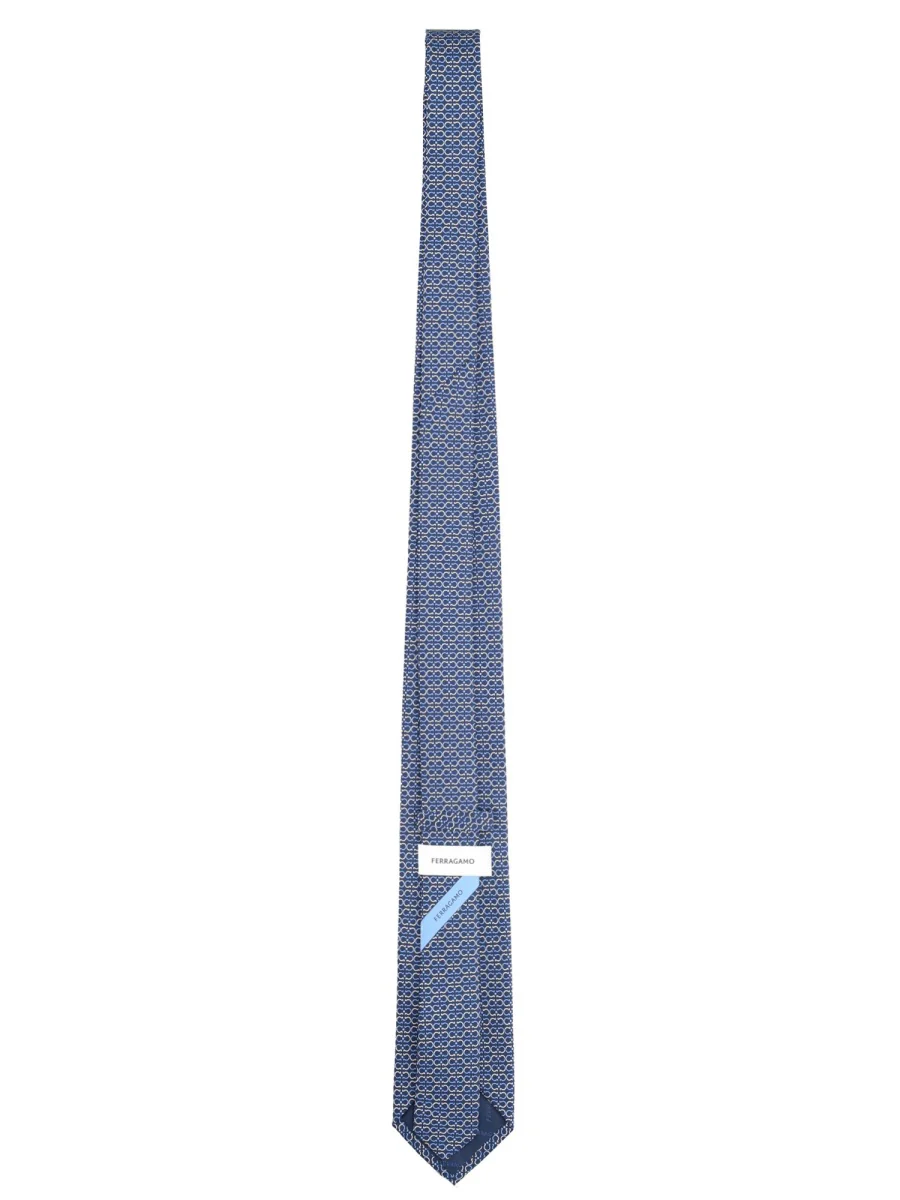 FERRAGAMO Gancini Print Silk Tie - Men - Image 2