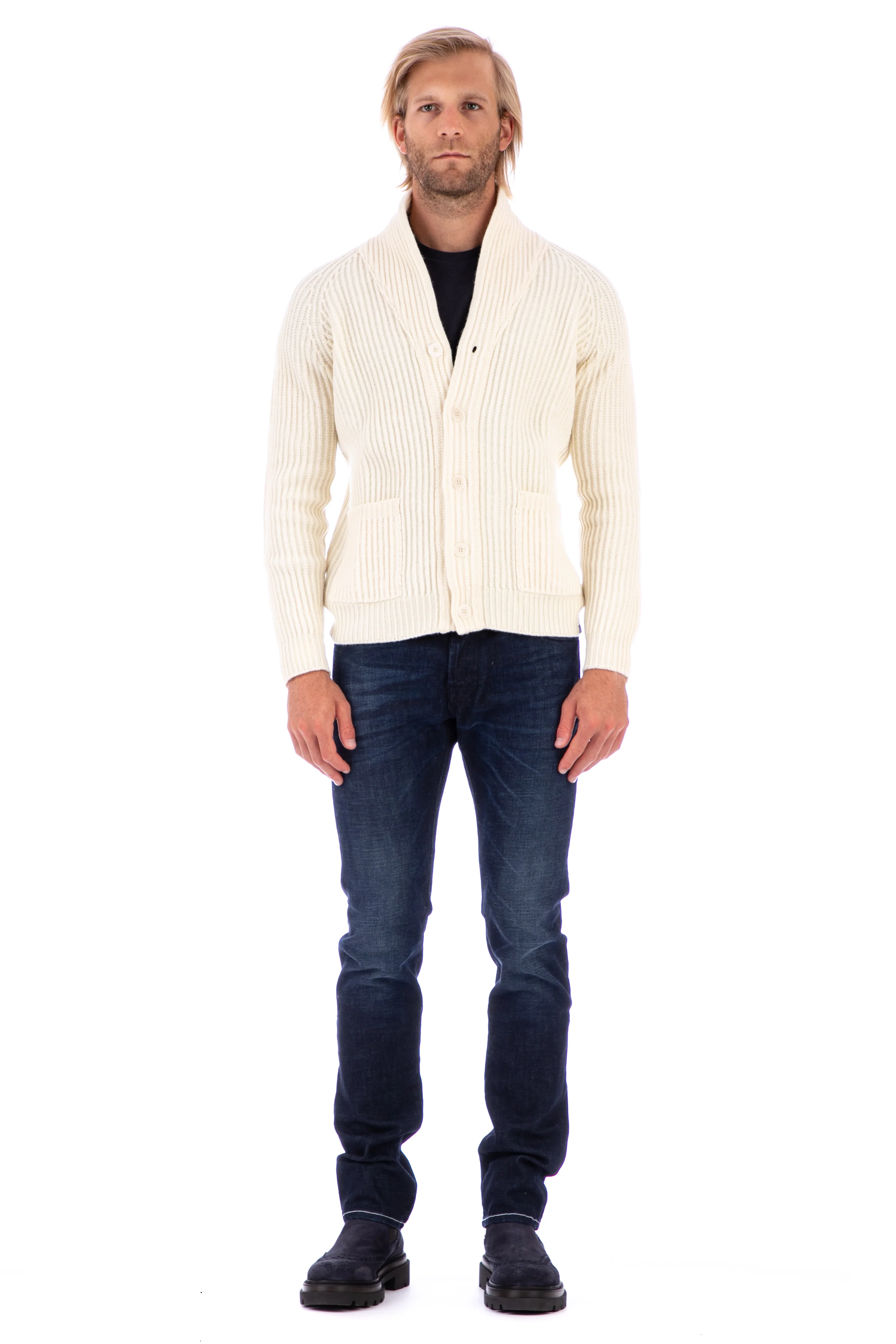 Fly3 Reversible English Rib Wool Cardigan