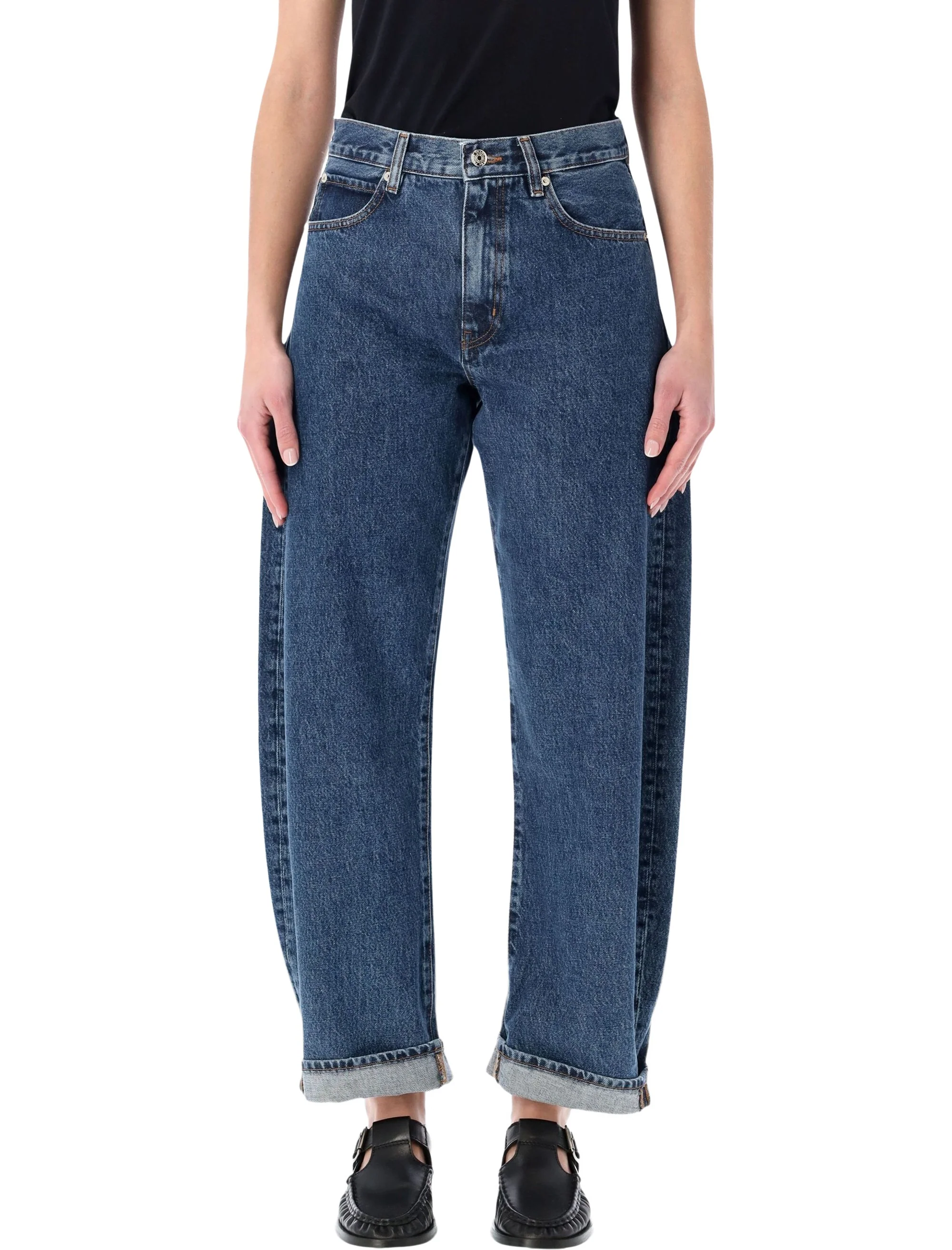 Frame High-Rise Barrel-Leg Jeans
