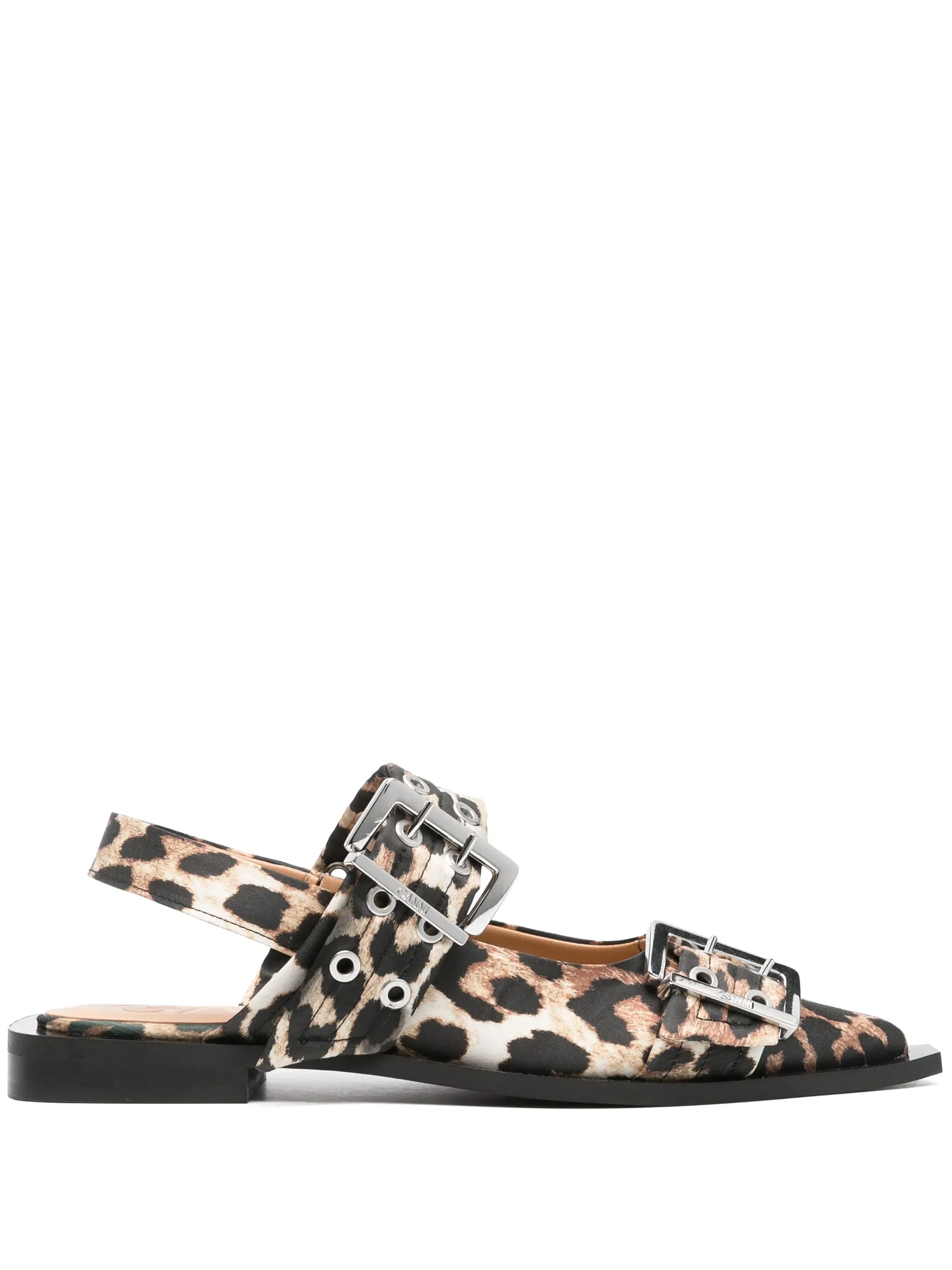 Ganni 3 cm Block Heel Slingback Shoes with Metallic Details - Image 2