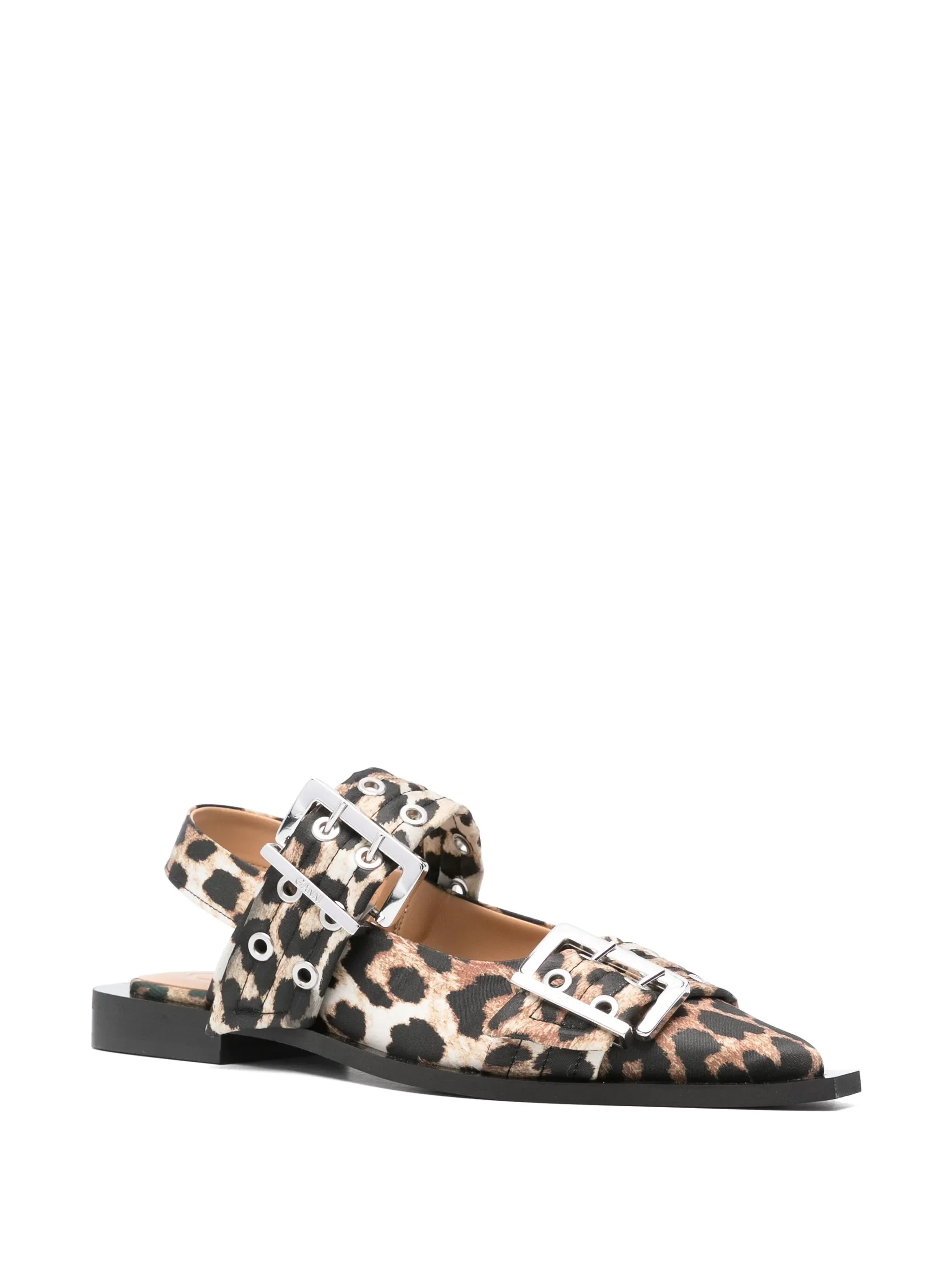 Ganni 3 cm Block Heel Slingback Shoes with Metallic Details - Image 3