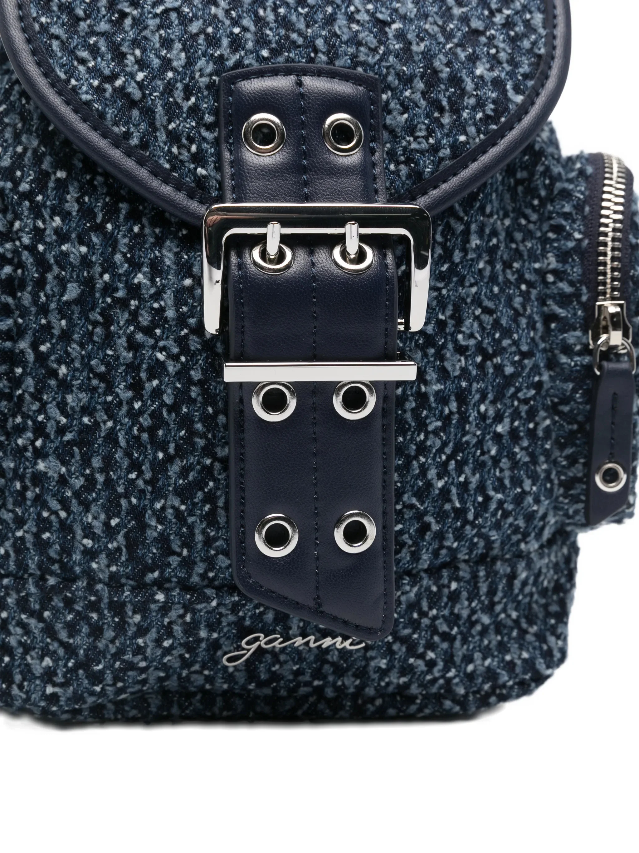 Ganni Adjustable Buckle Mini Backpack with Removable Shoulder Straps - Image 4