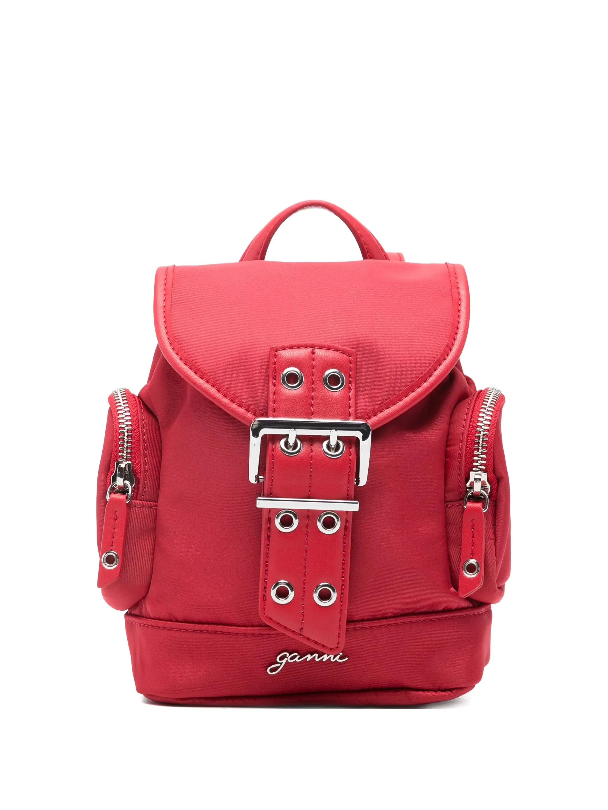 Ganni Adjustable Nylon Backpack with Zip Pockets and Removable Straps