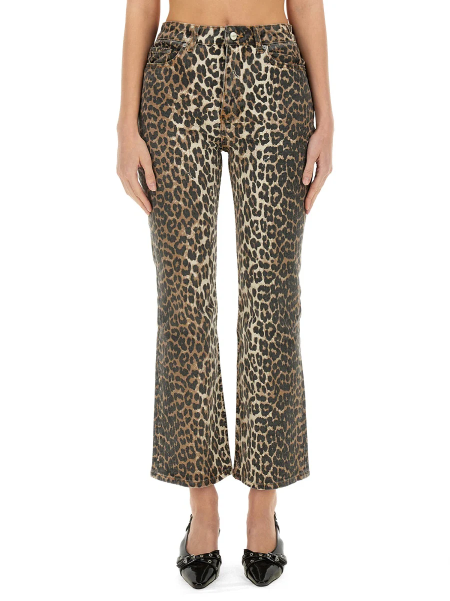 Ganni Animal Print Belted Top for Women
