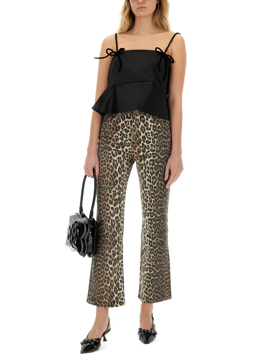 Ganni Animal Print Belted Top for Women - Image 4