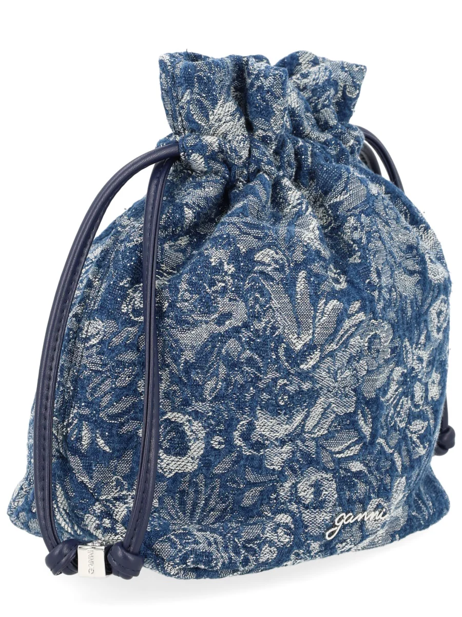 Ganni Blue Tapestry Denim Pouch - Image 3