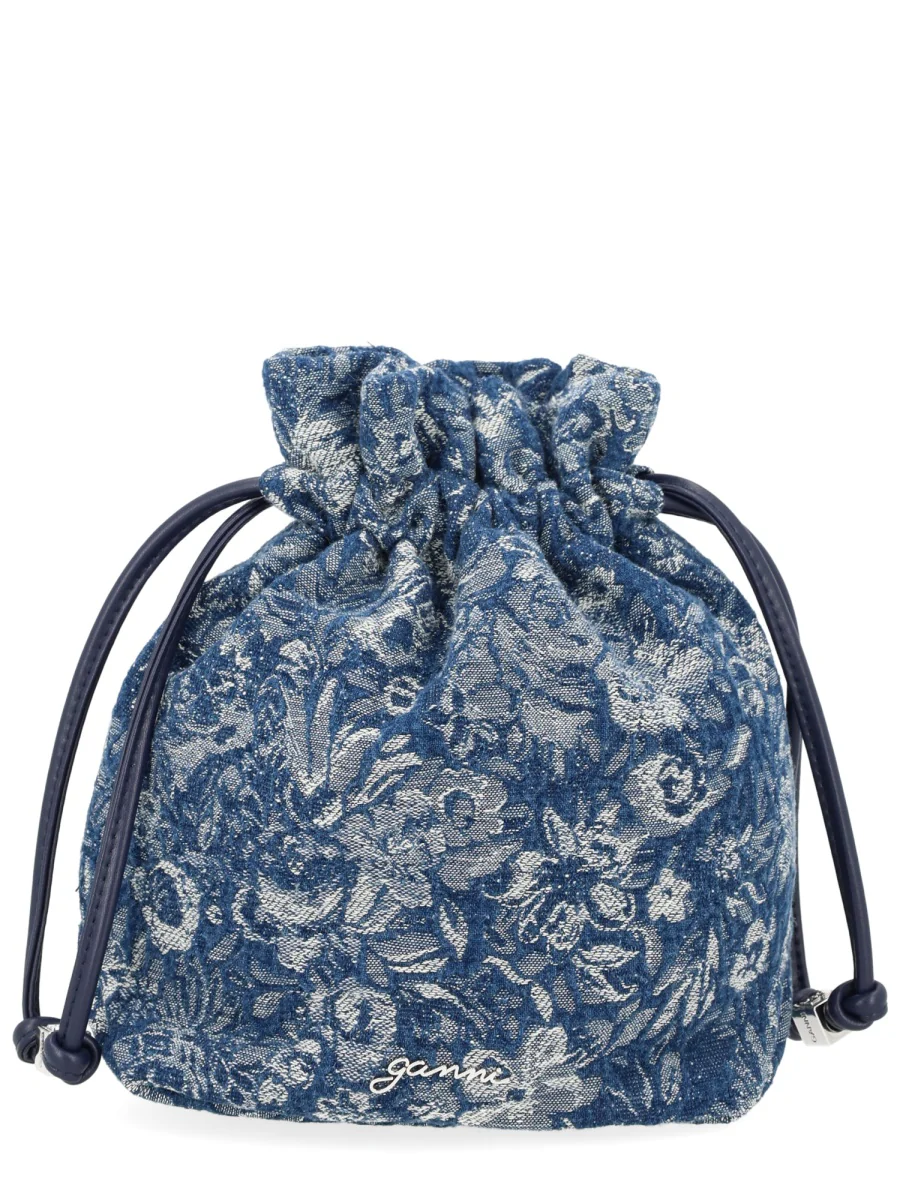 Ganni Blue Tapestry Denim Pouch - Image 5