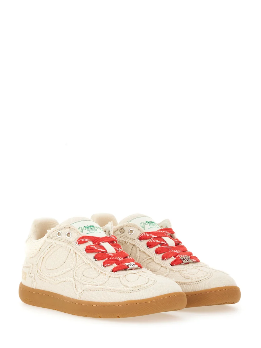 GANNI Canvas Sneakers with Raw Edge - Image 3