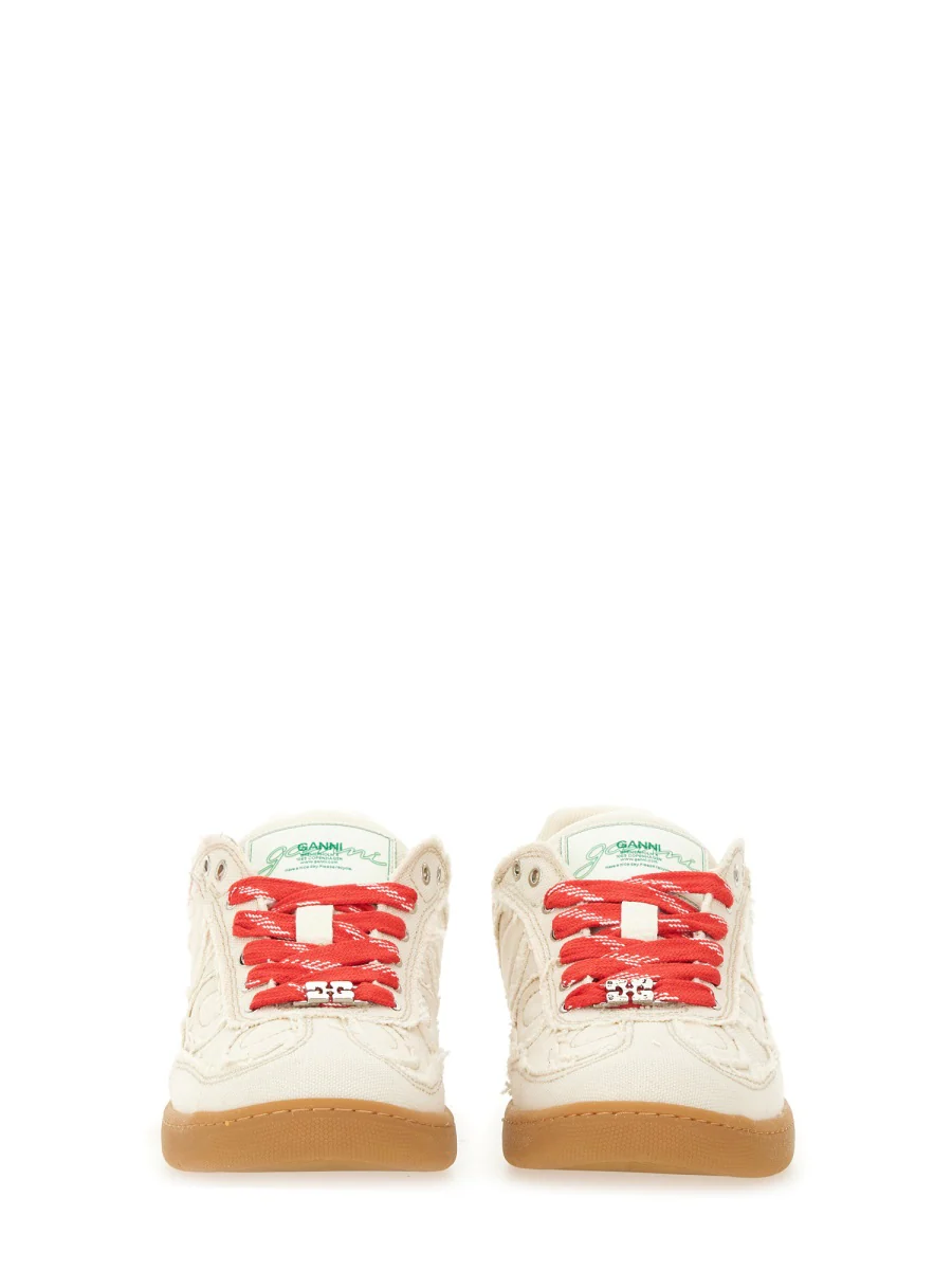 GANNI Canvas Sneakers with Raw Edge - Image 5