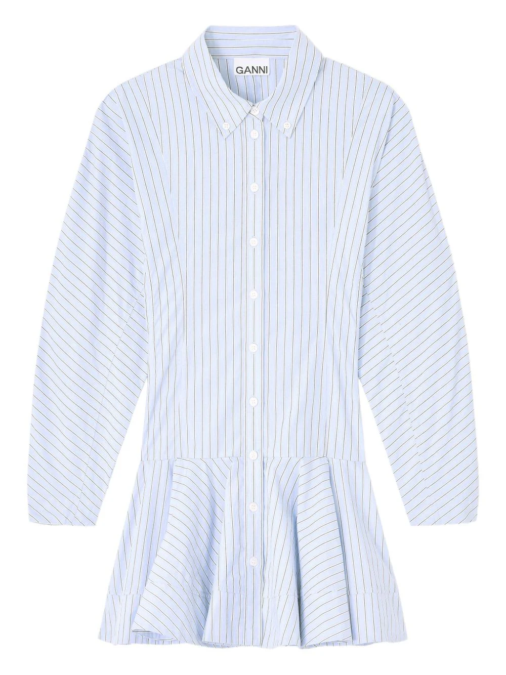 Ganni Charming Button-Front Dress with Ruffled Hem - Size 34