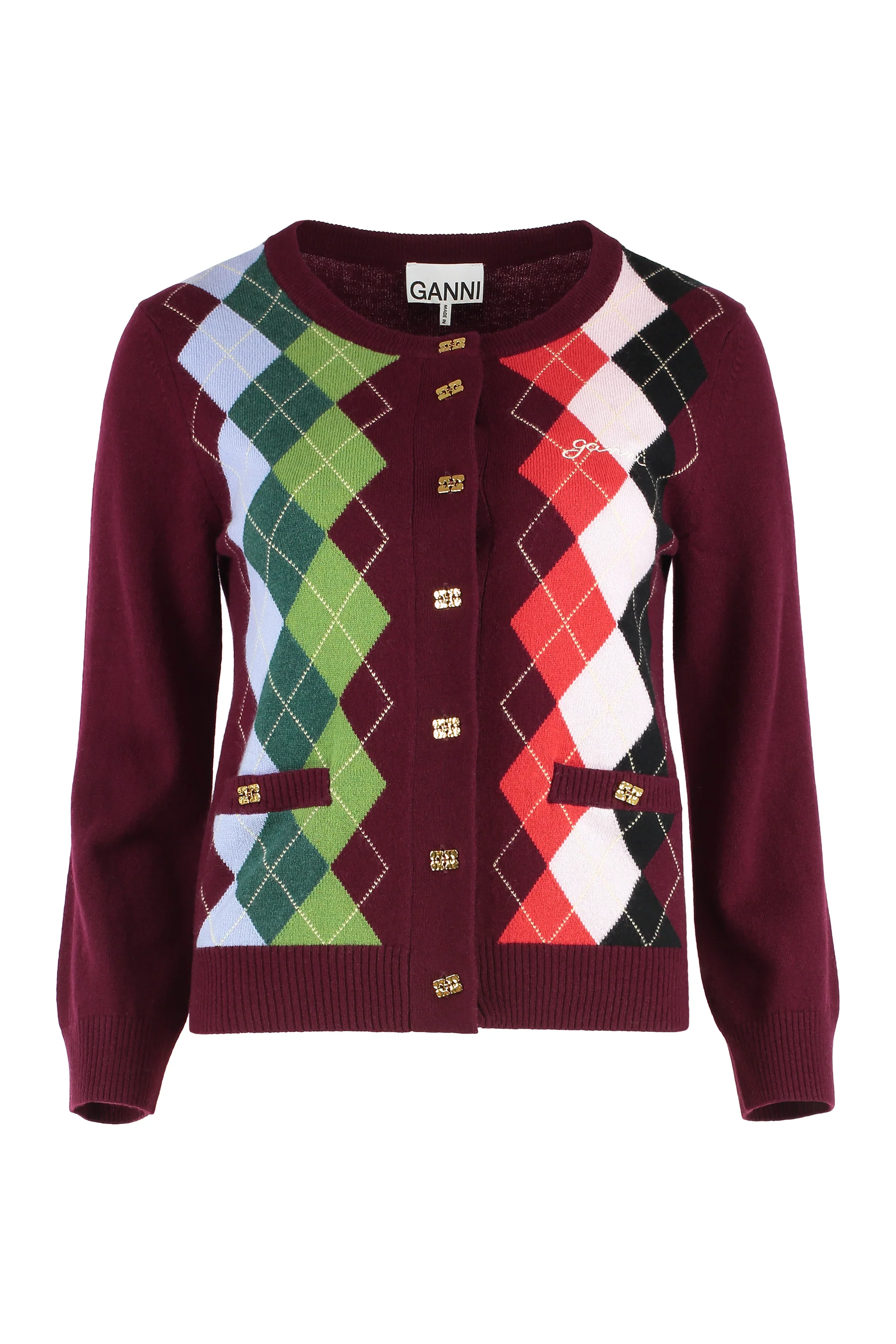 GANNI Check Cardigan