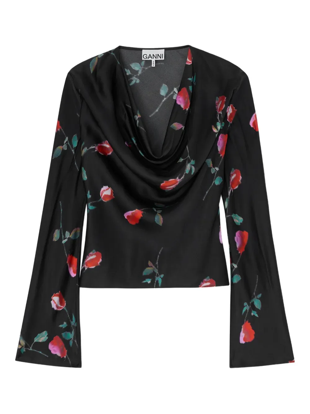 Ganni Cowl Neck Long Sleeve Shirt - Size 36