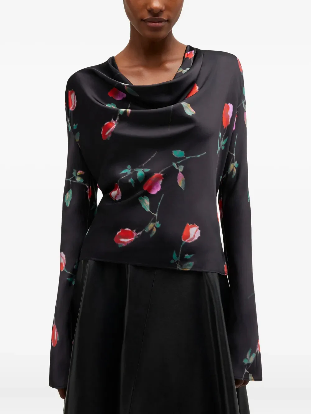 Ganni Cowl Neck Long Sleeve Shirt - Size 36 - Image 3