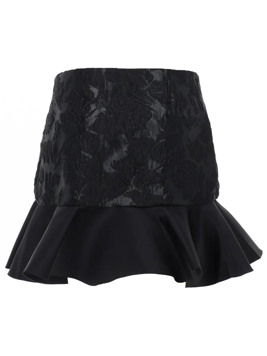 GANNI Double Satin Flounce Mini Skirt