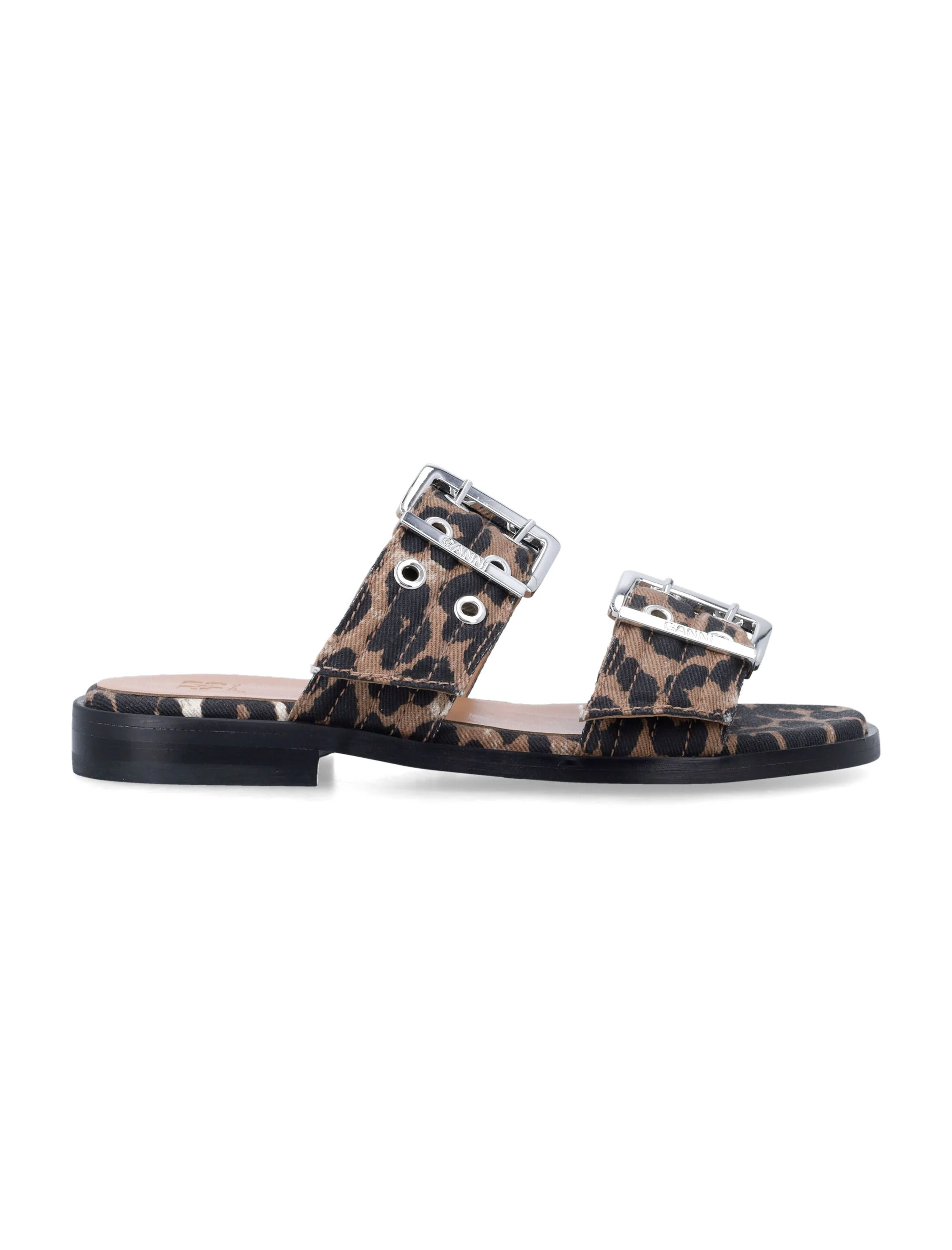 GANNI Feminine Buckle Two-Strap Sandals