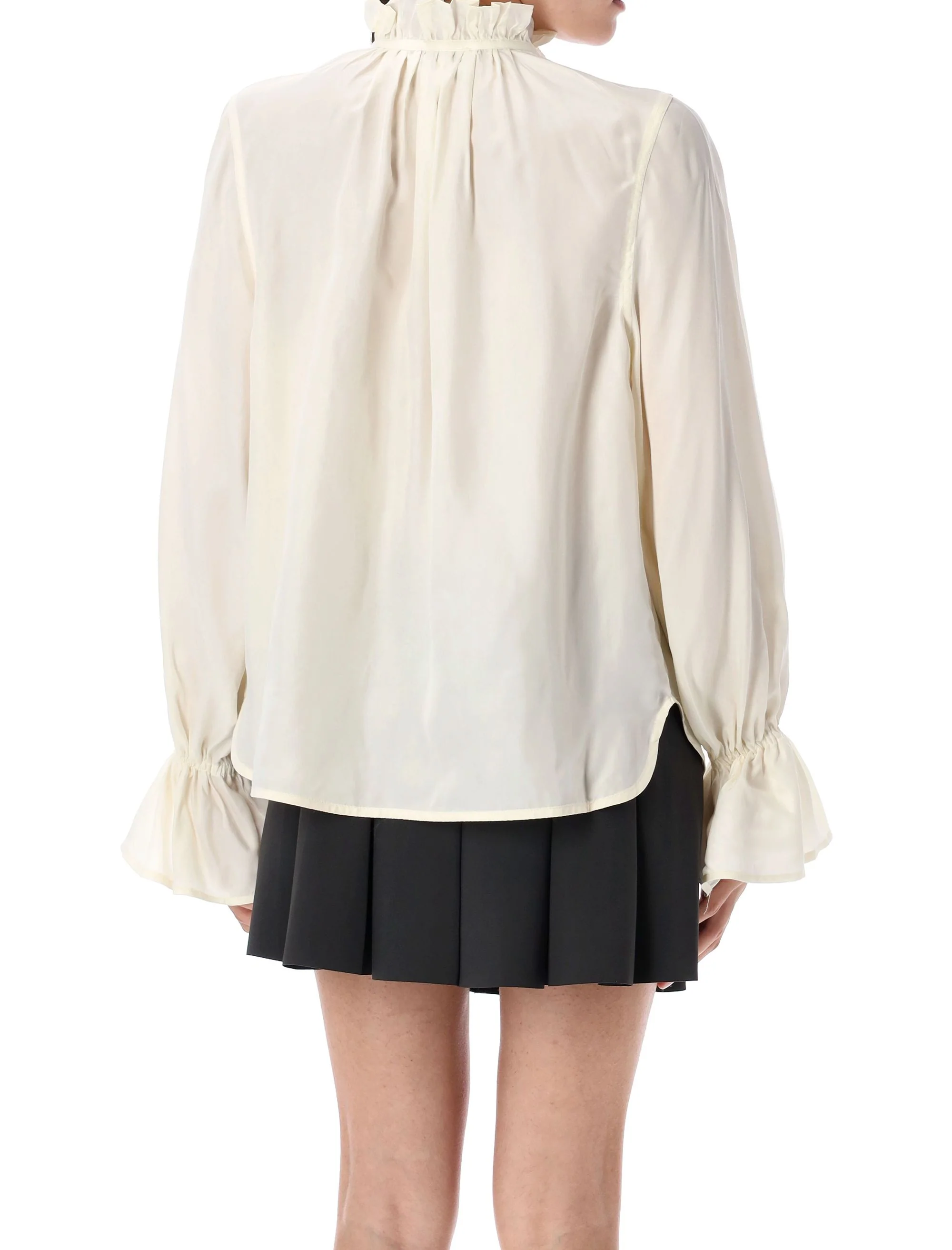 GANNI Fluid Cupro Blend Tie Shirt - Image 2