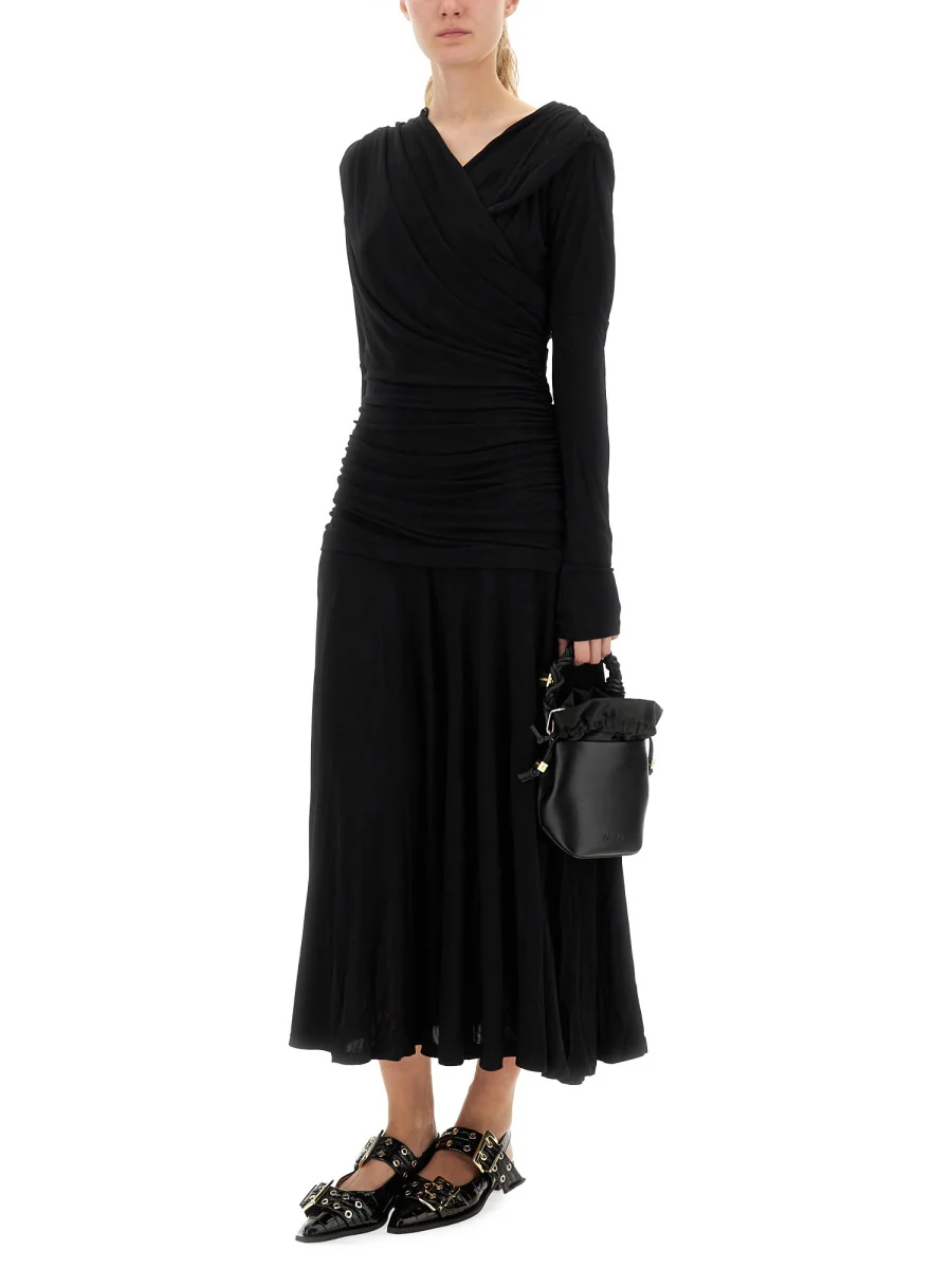 GANNI Gathered Midi Dress - Image 4