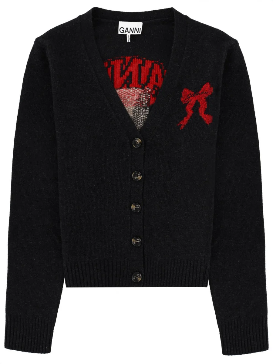GANNI Graphic Wool Cardigan