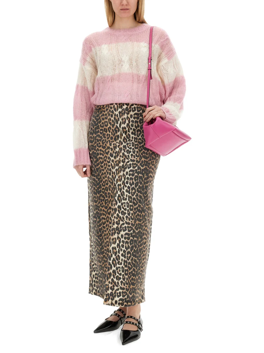 GANNI High-waisted Leopard-print Denim Midi Skirt - Image 2