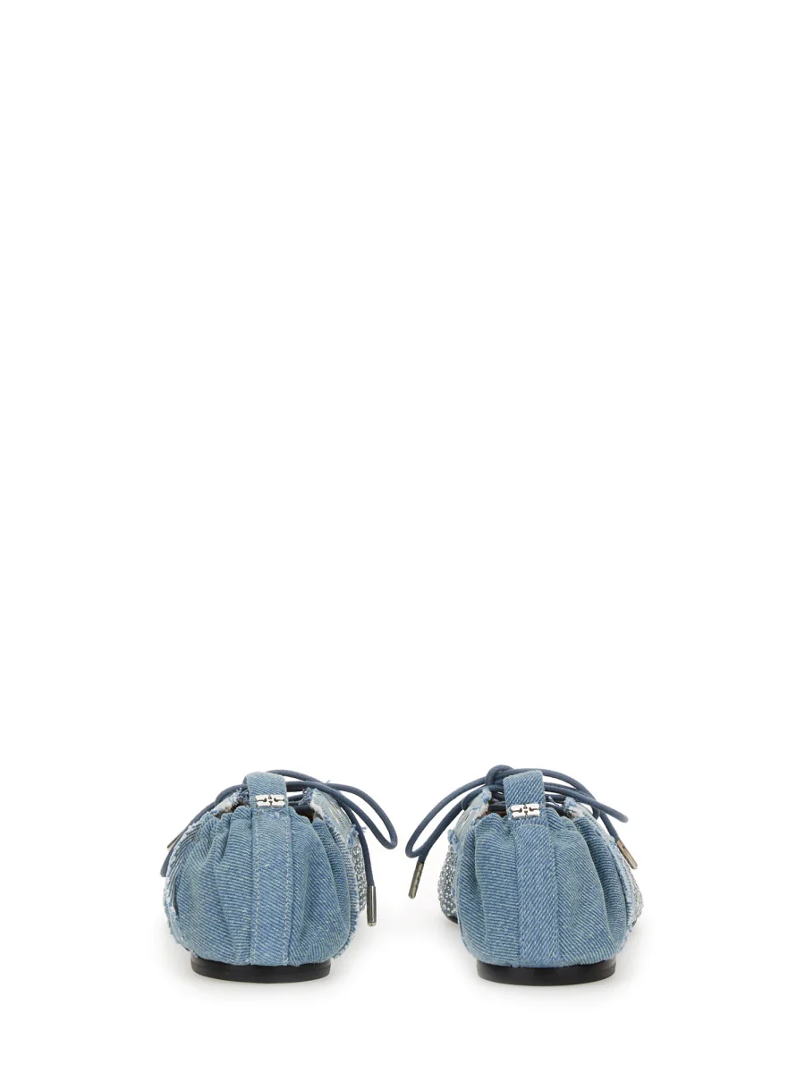 GANNI Lace-Up Ballerinas in Oleatex - Image 3