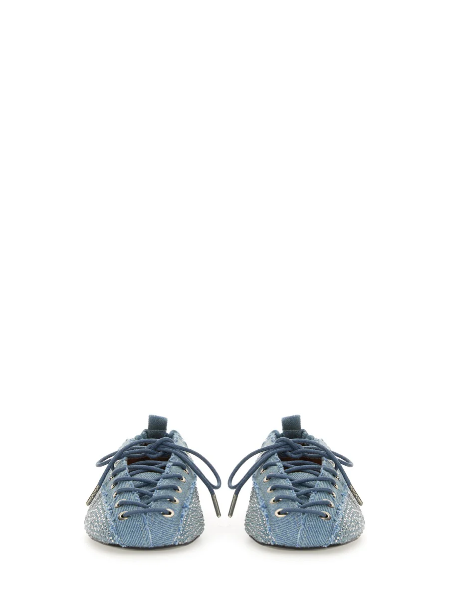 GANNI Lace-Up Ballerinas in Oleatex - Image 4